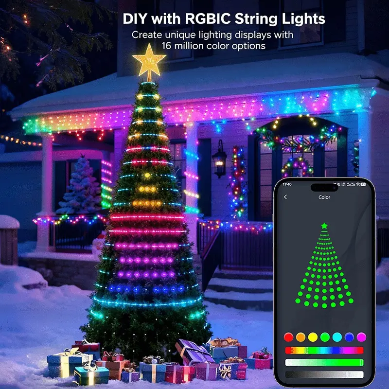 Smart 400 LED Christmas Tree Lights with Remote App Control and Music Sync