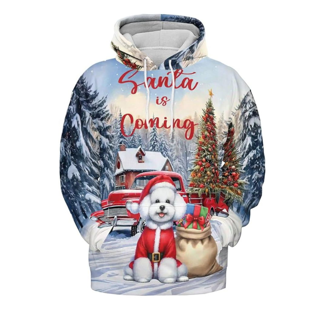 Christmas Santa Dog Truck Tree All Over Print 3D Zip Hoodie