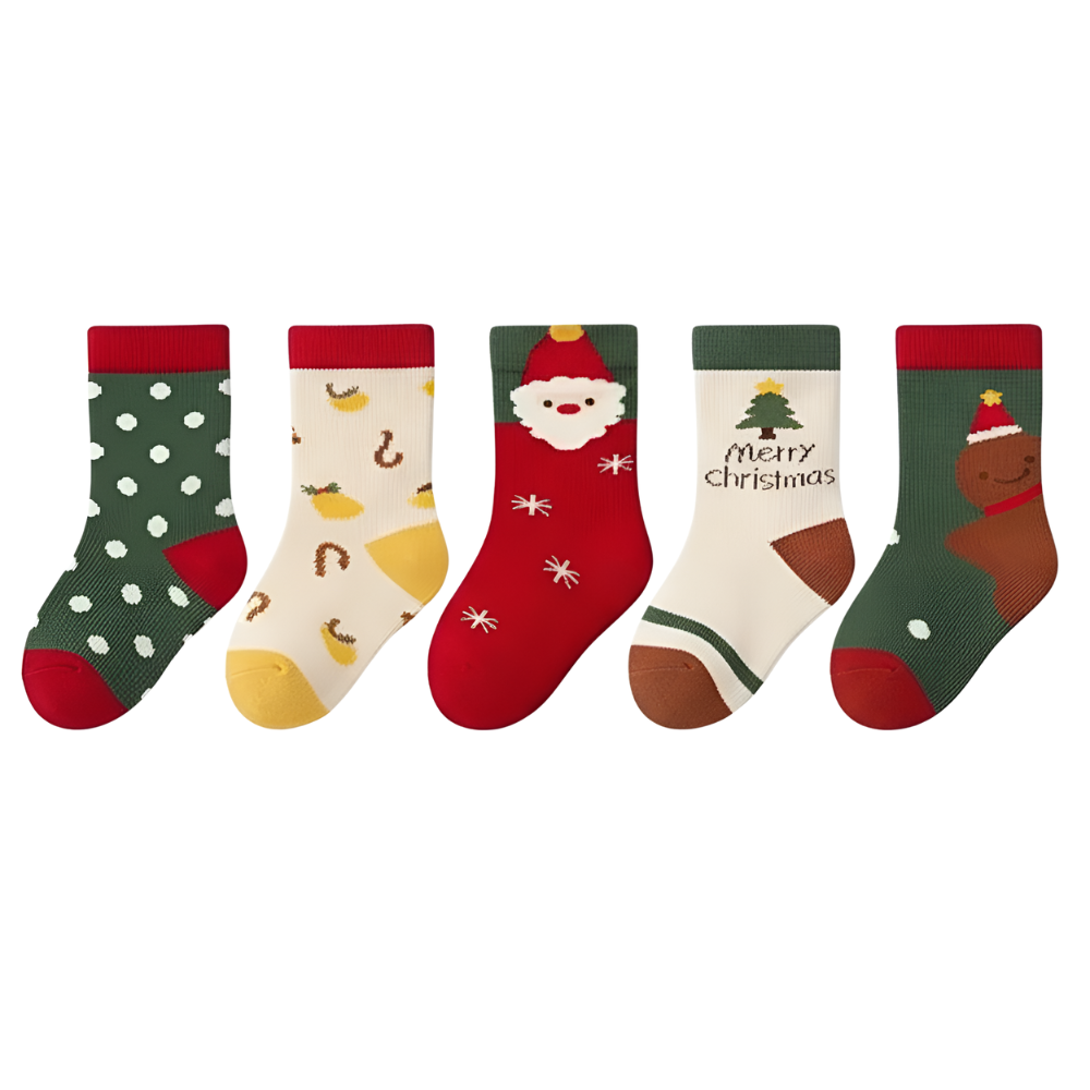 5 Pairs Of Christmas Cartoon Design Socks