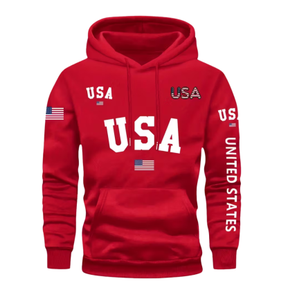 Men USA Flag Hoodie Casual Long Sleeve Pullover With Drawstring