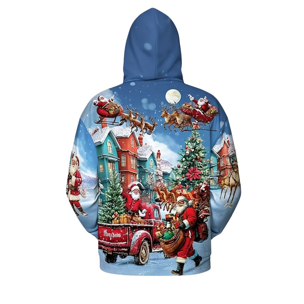 All Over Santa Costume Print Hoodie With Pocket