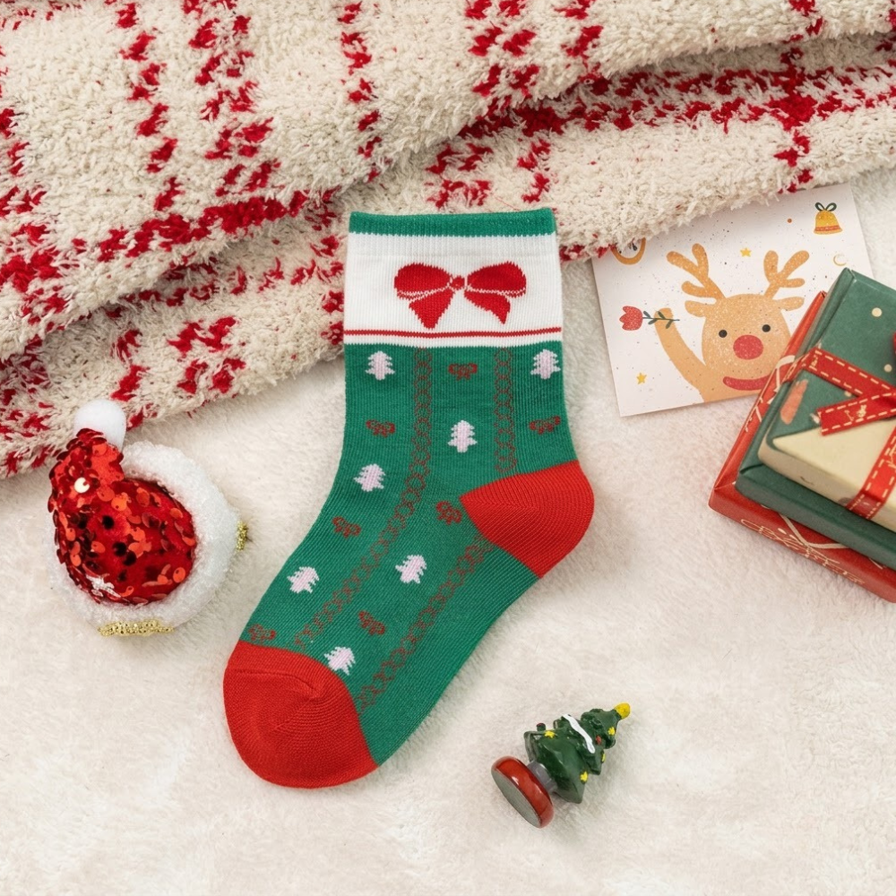 Christmas Pattern Mid Calf Socks For Kids