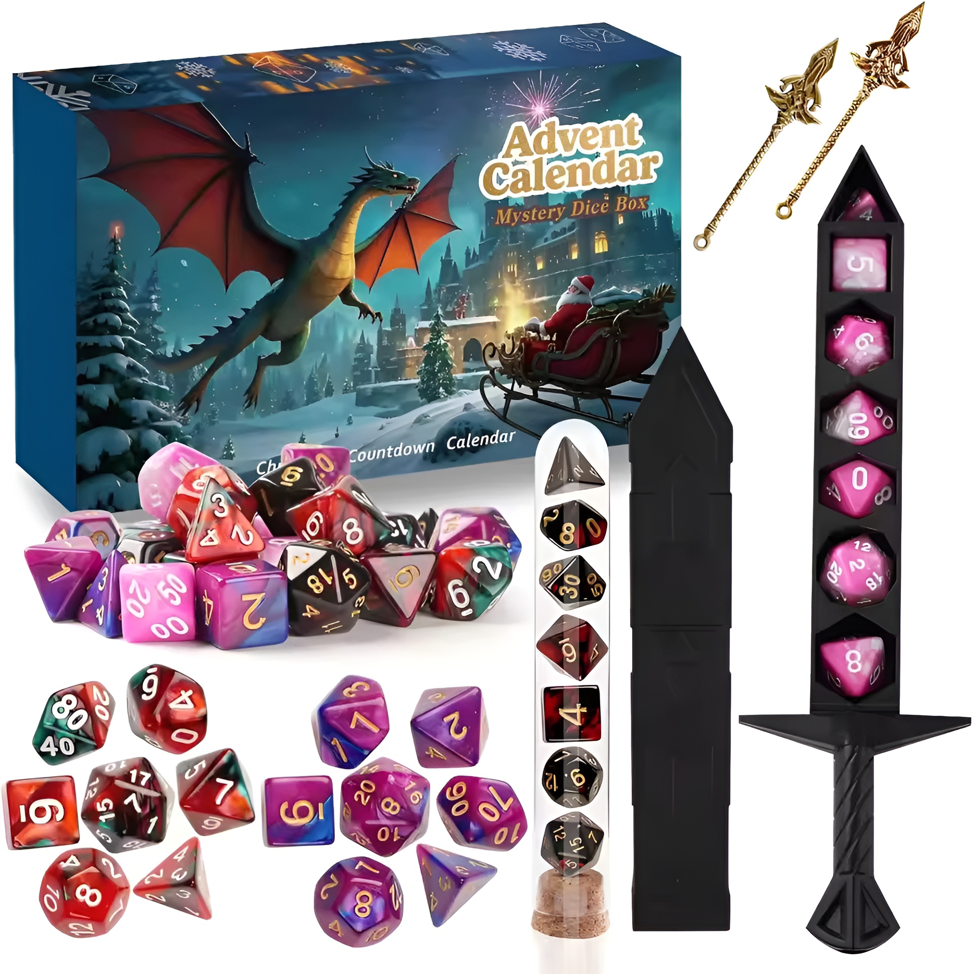 Christmas Advent Calendar 2025 Mystery Dnd Dice Set Vacation Advent Calendar 24 Days
