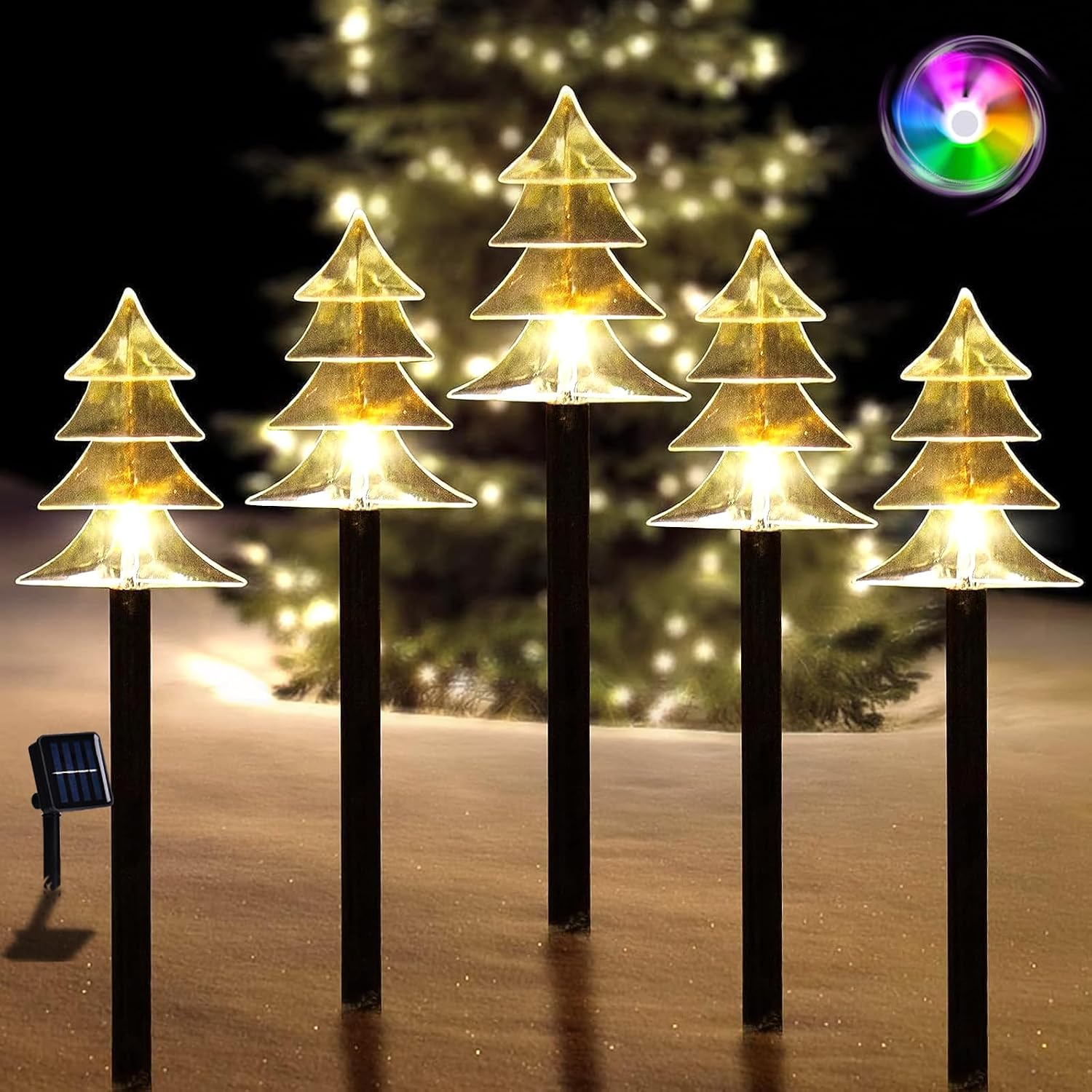 5 Piece Solar Christmas Tree Pathway Lights for Outdoor Decor