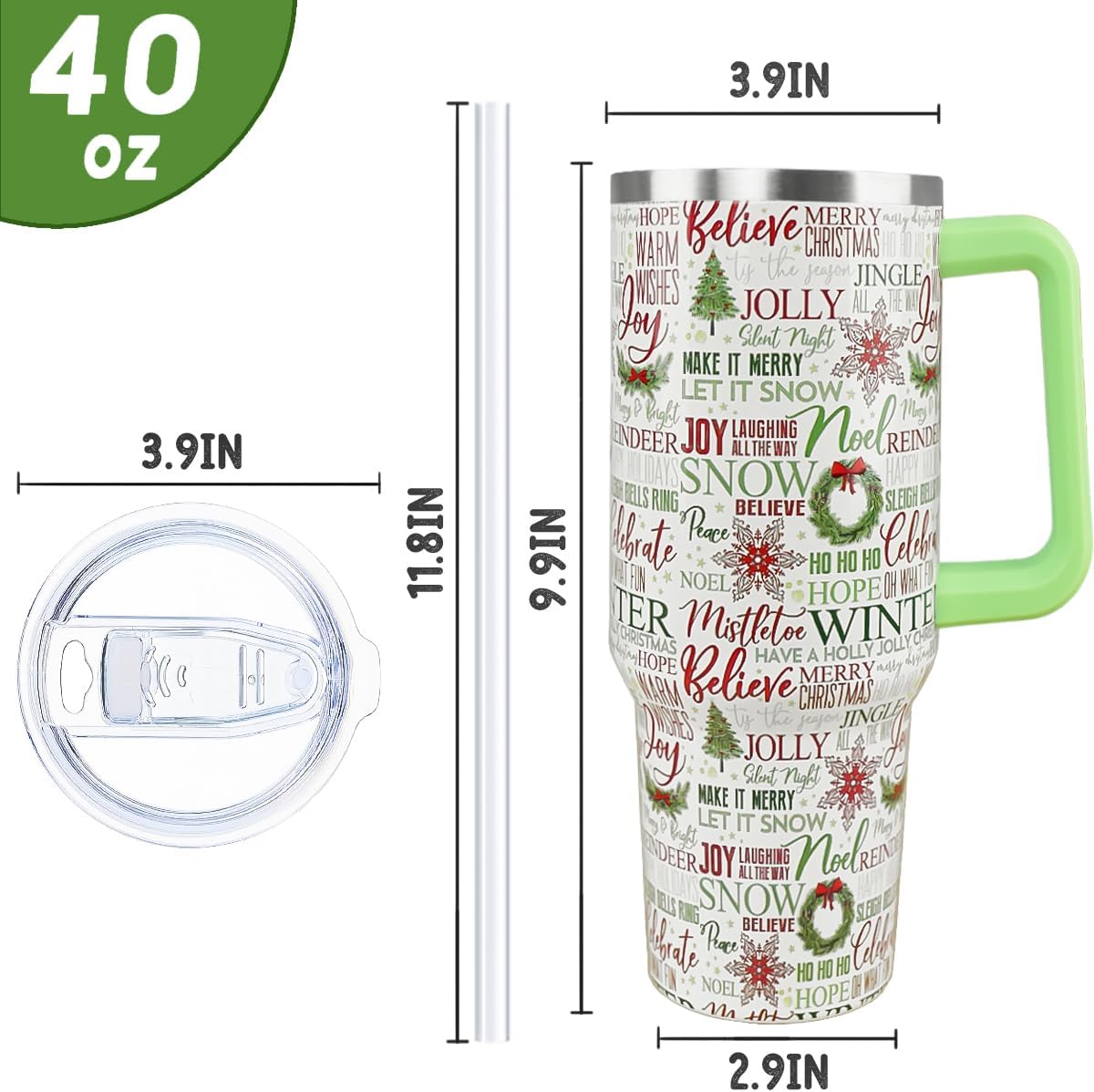 40 oz Christmas Tree Stainless Steel Insulated Travel Tumbler