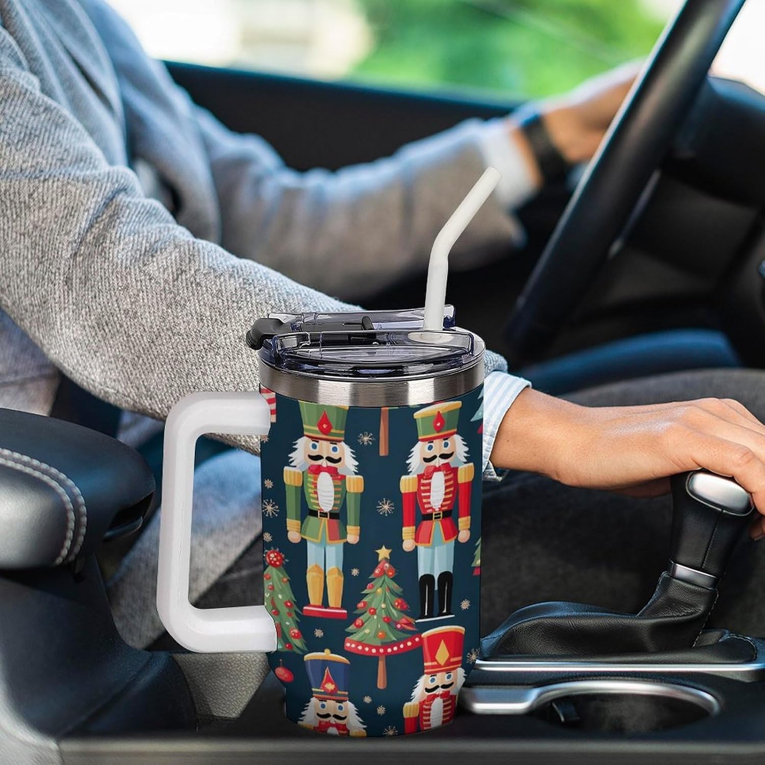 40 Oz Christmas Nutcracker Tree Stainless Steel Insulated Travel Tumbler