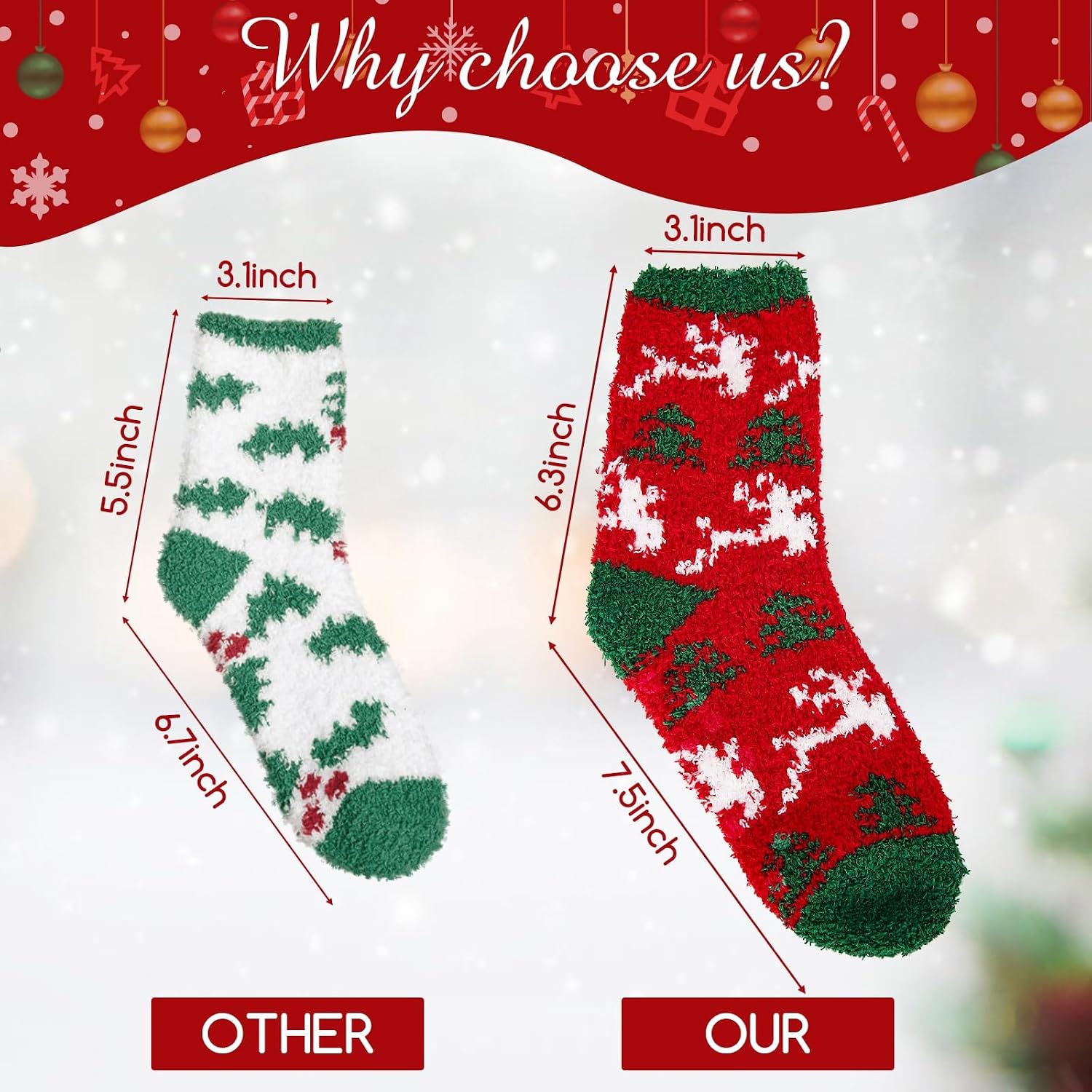 6 Pairs Soft Christmas Slipper Socks For Women