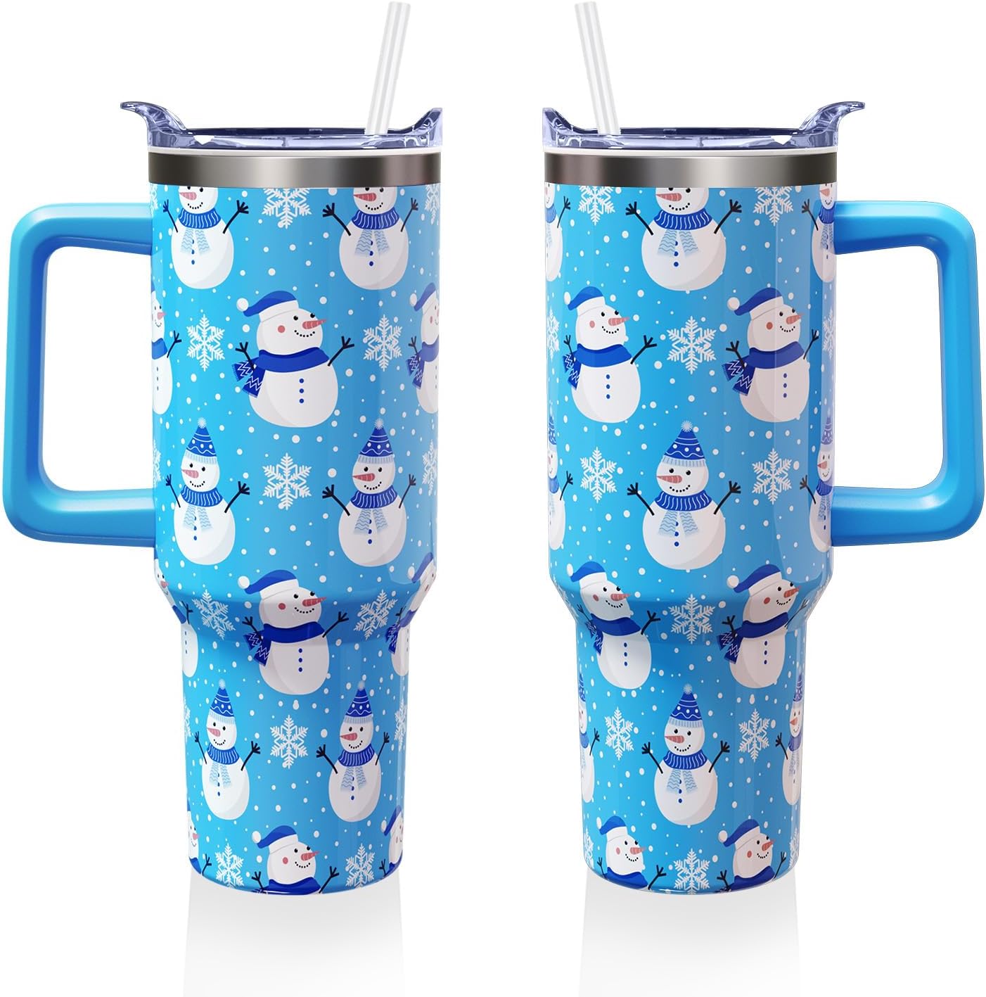 40 oz Christmas Insulated Tumbler with Handle Lid and Straw