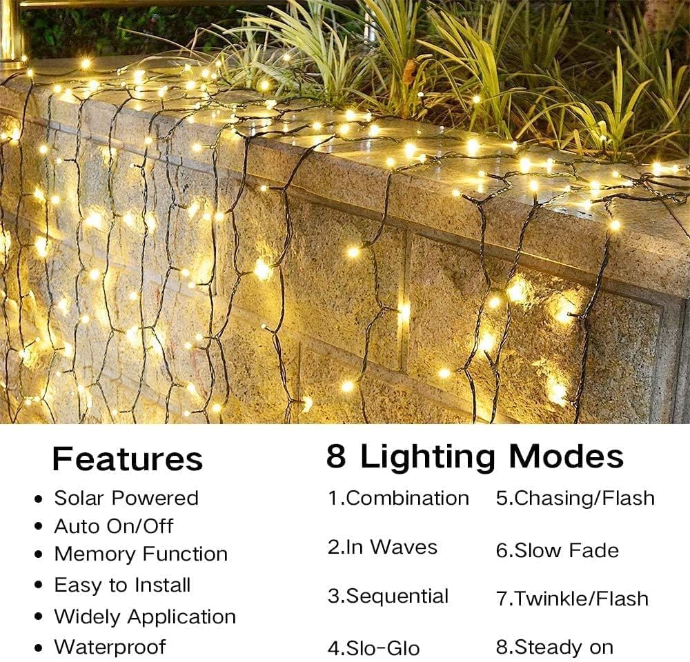 Solar String Lights 39FT 100 LED Waterproof Outdoor Lights