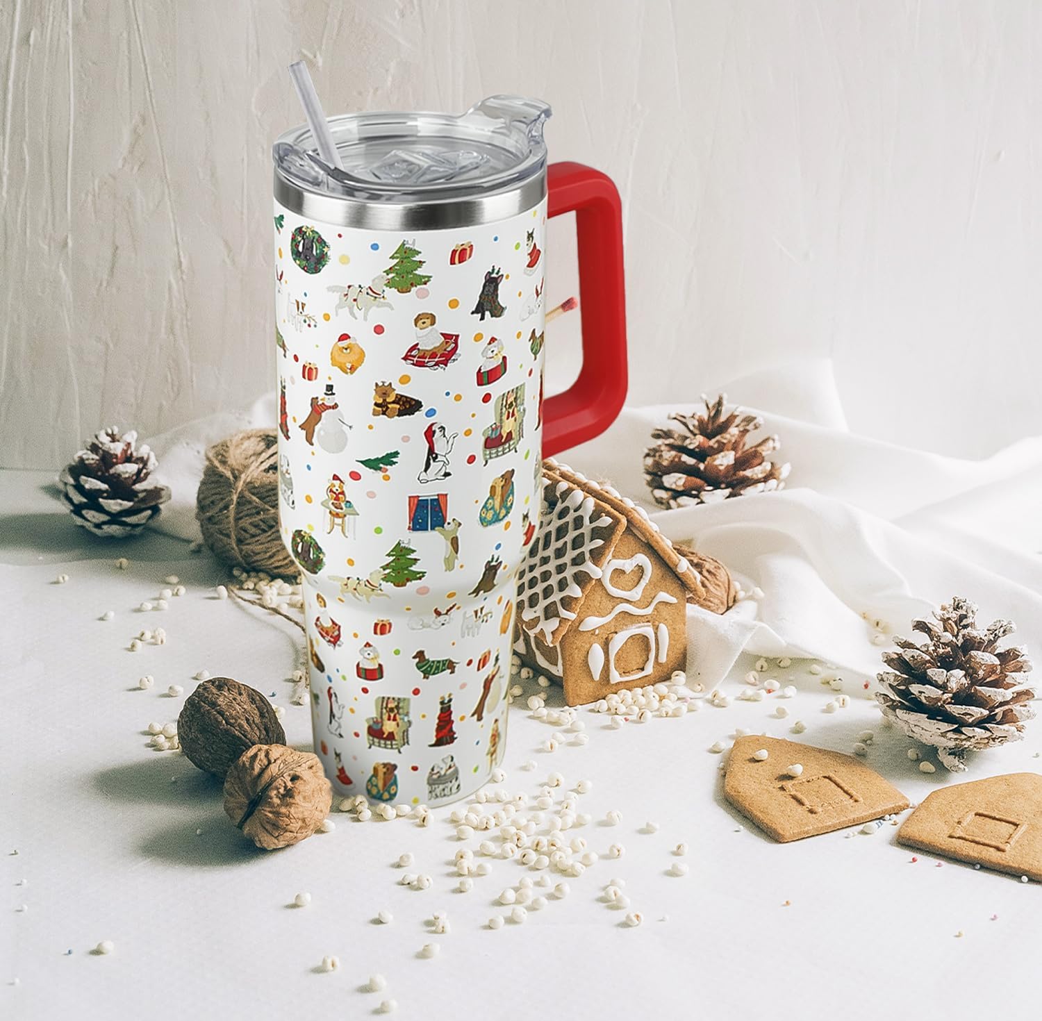 40 oz Christmas Nutcracker Santa Reindeer Tumbler Cup