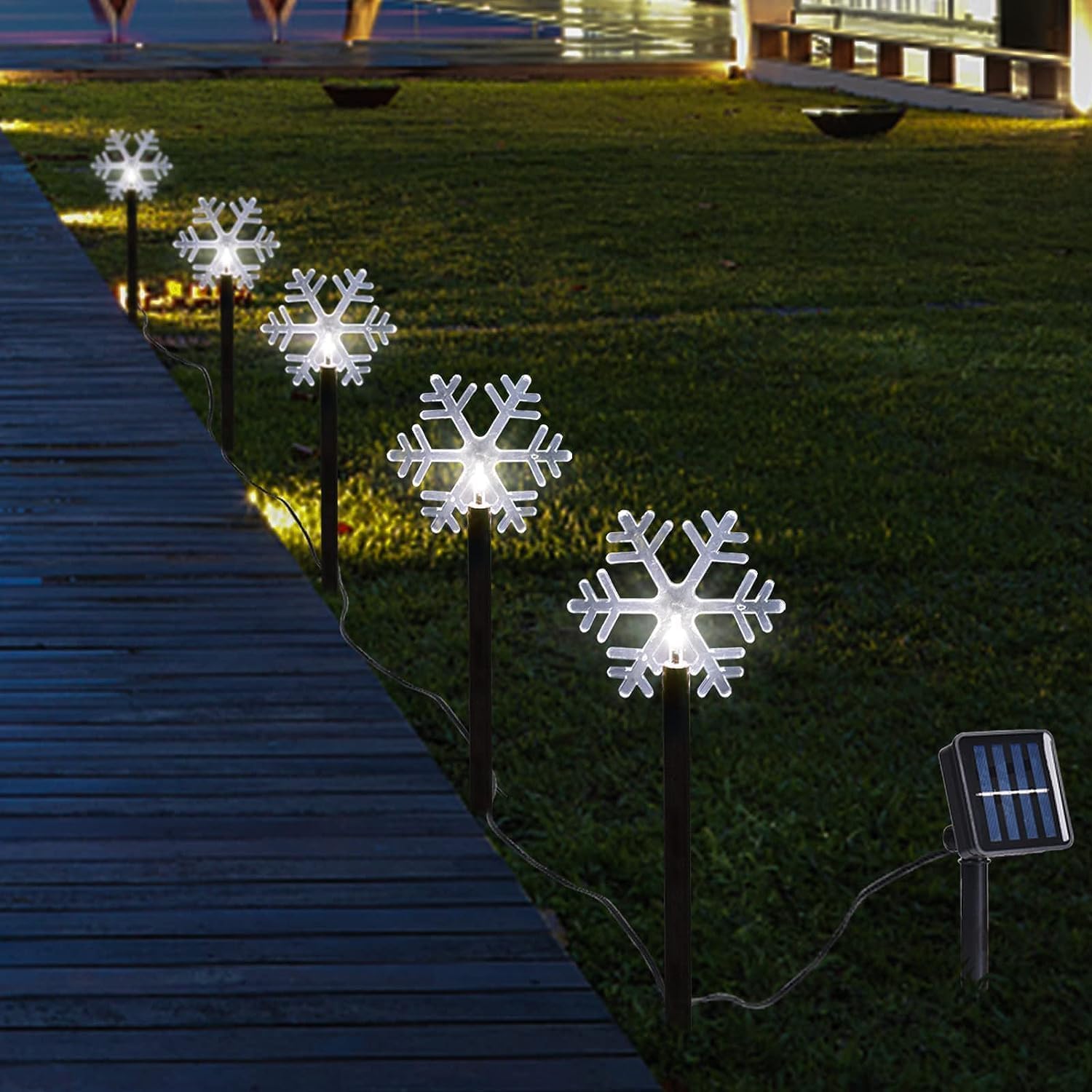 5 Piece Solar Christmas Tree Pathway Lights for Outdoor Decor