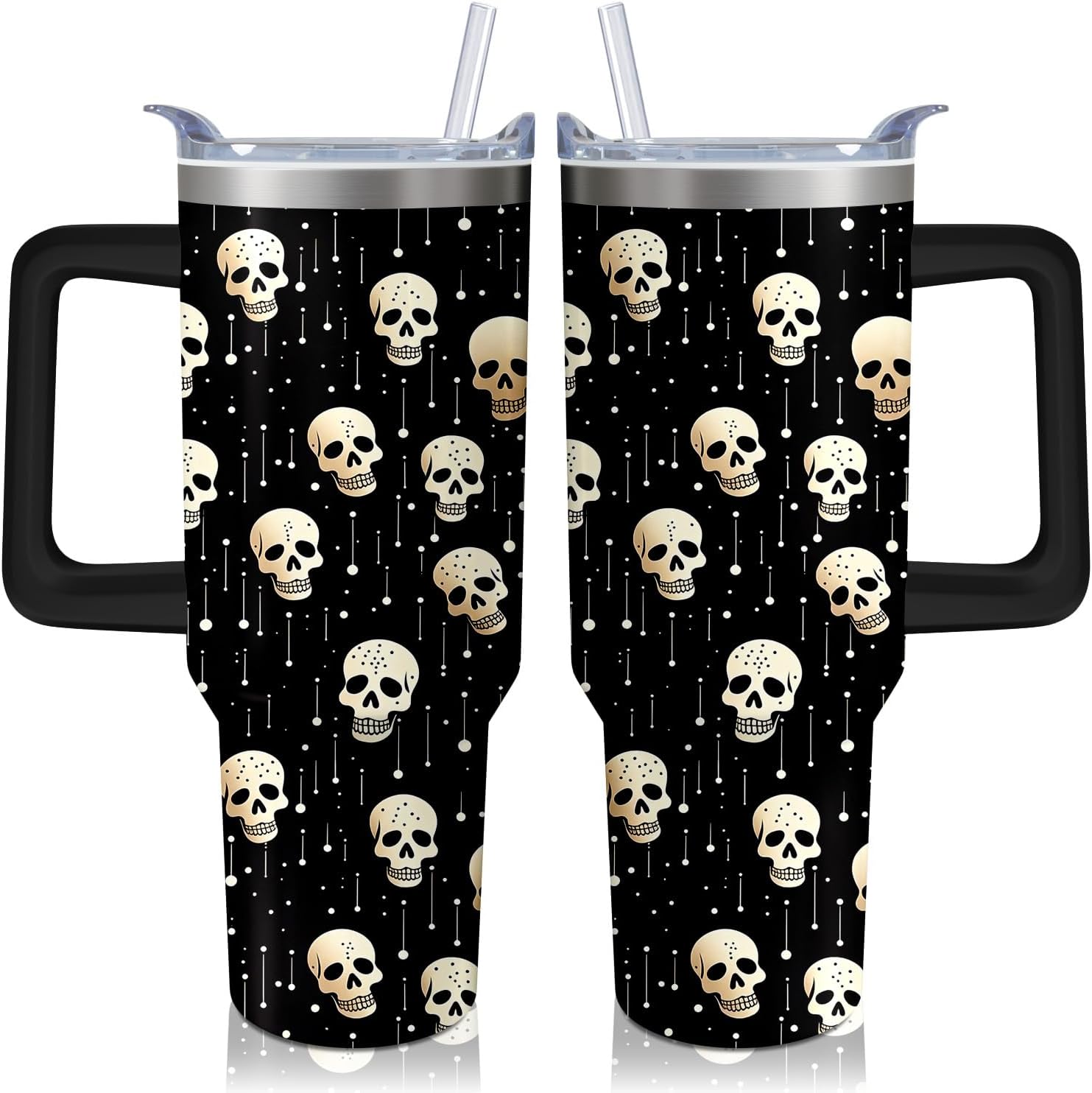 40 oz Christmas Snowflake Stainless Steel Insulated Tumbler with Handle and Straw