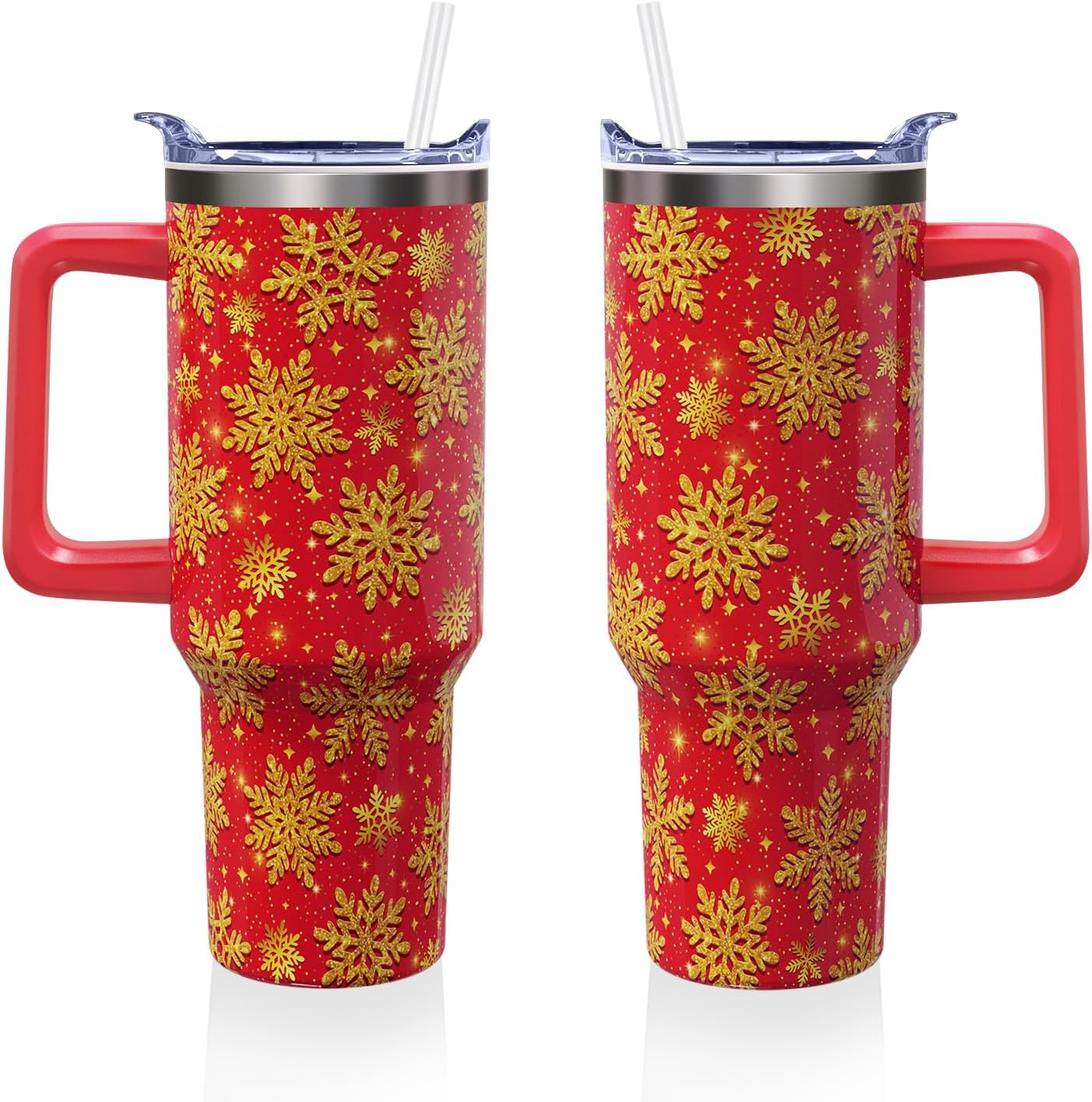 40 oz Christmas Insulated Tumbler with Handle Lid and Straw