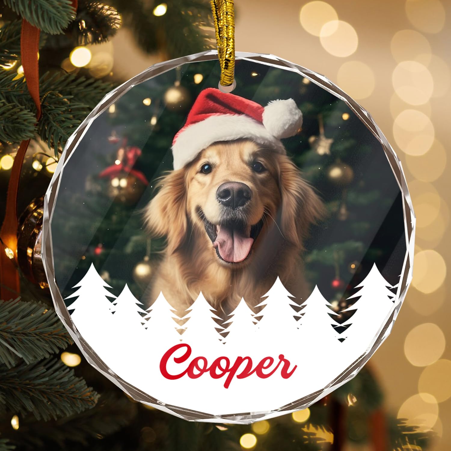 Personalized Dog Photo Crystal Ornament For Christmas Decor  