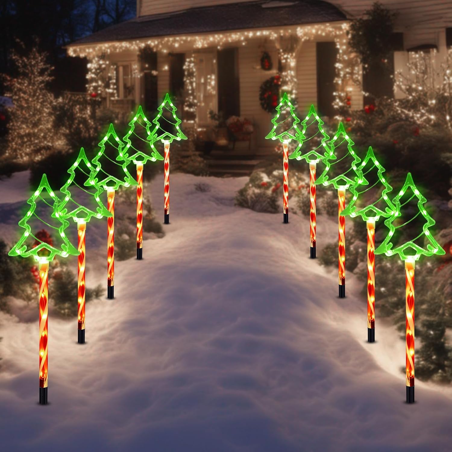 Solar Christmas Tree Pathway Lights for Outdoor Decorations