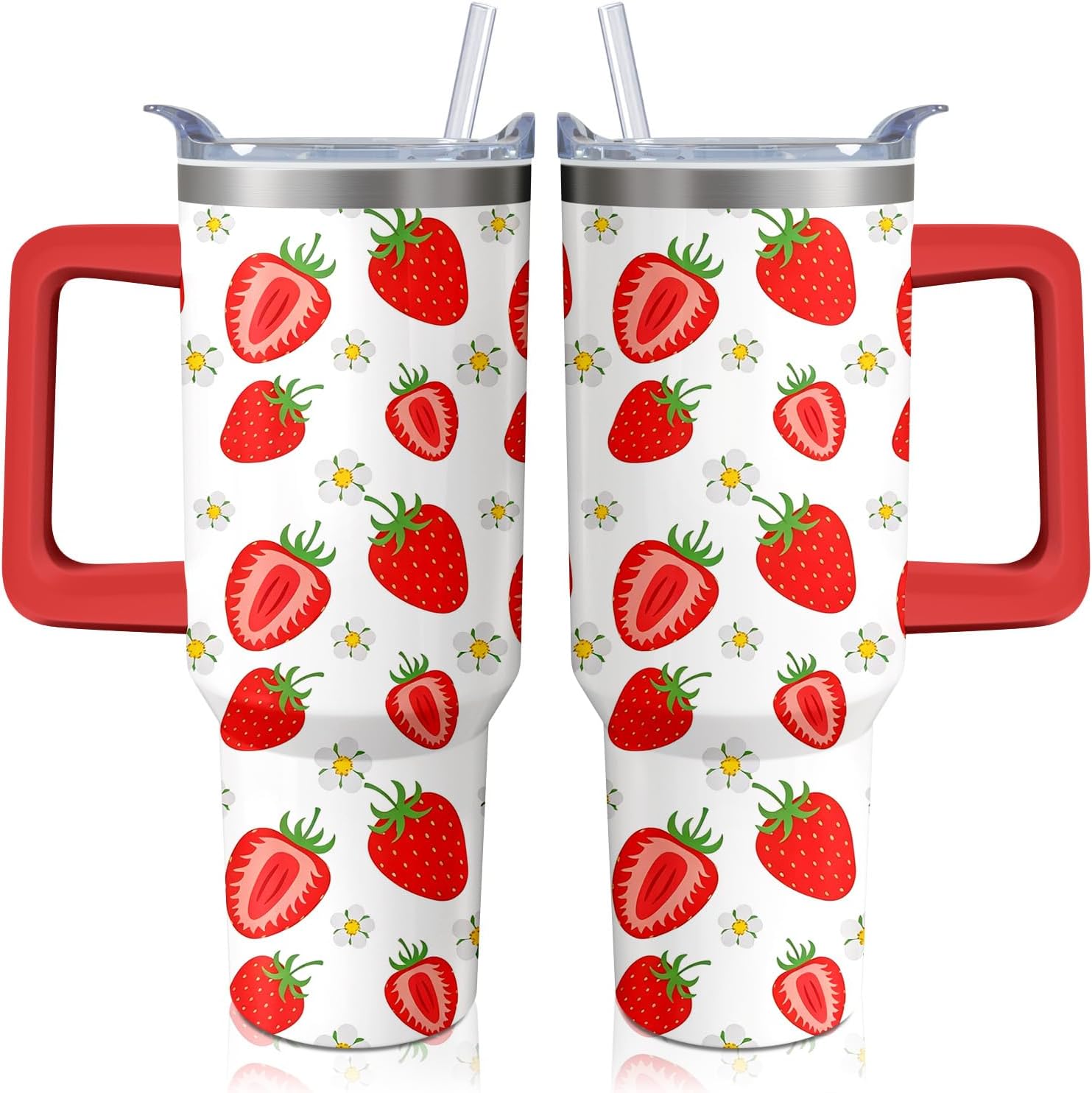 40 oz Christmas Snowflake Stainless Steel Insulated Tumbler with Handle and Straw