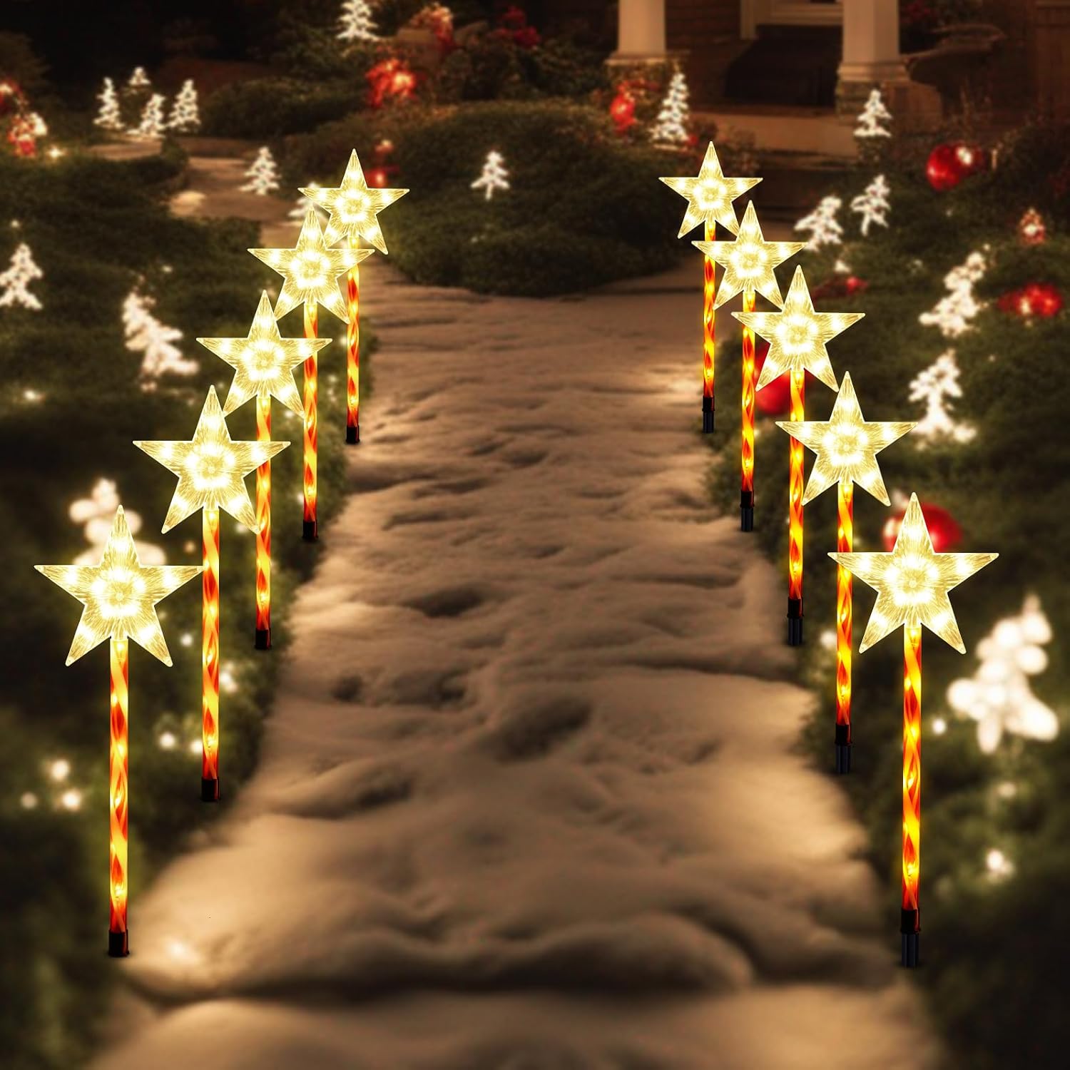 Solar Christmas Tree Pathway Lights for Outdoor Decorations