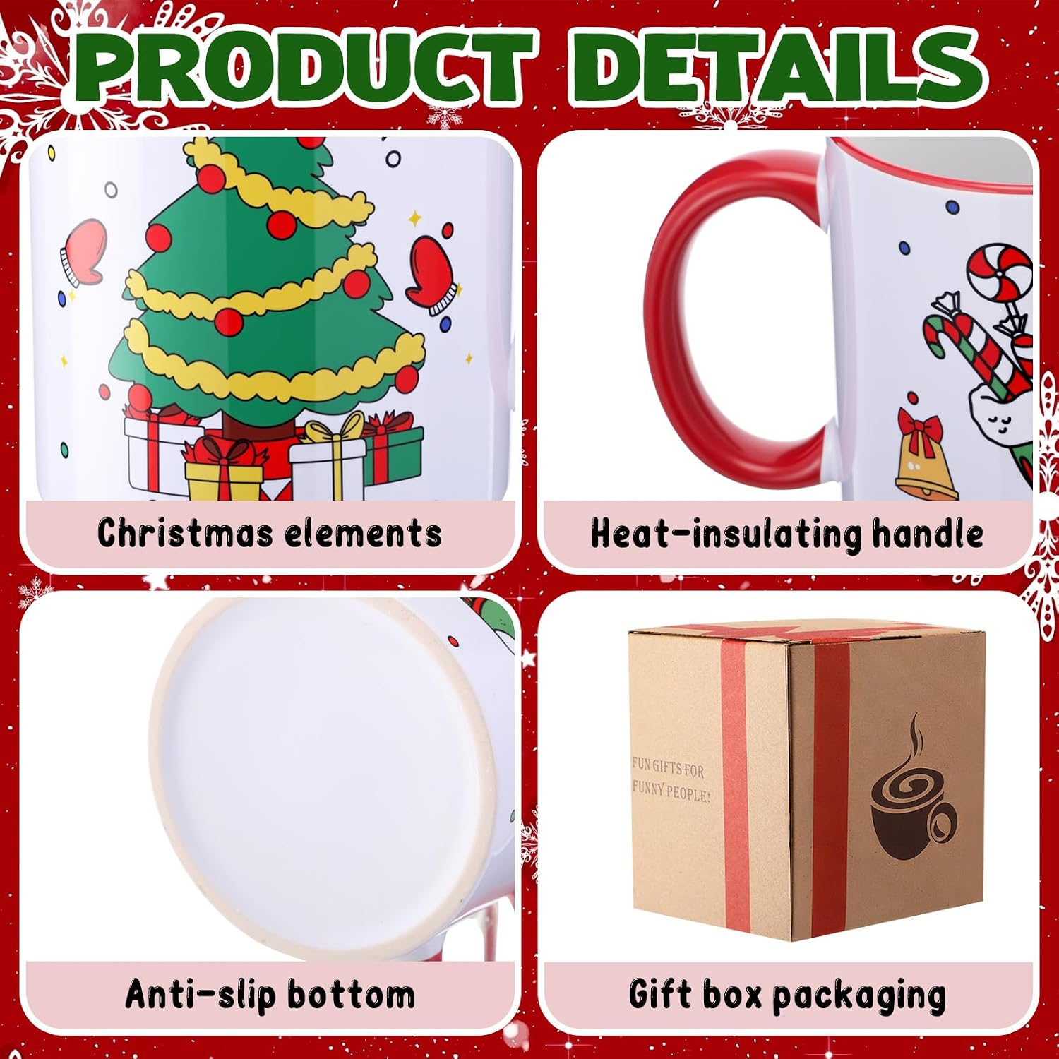 6 Pieces Christmas Printed Coffee Mugs