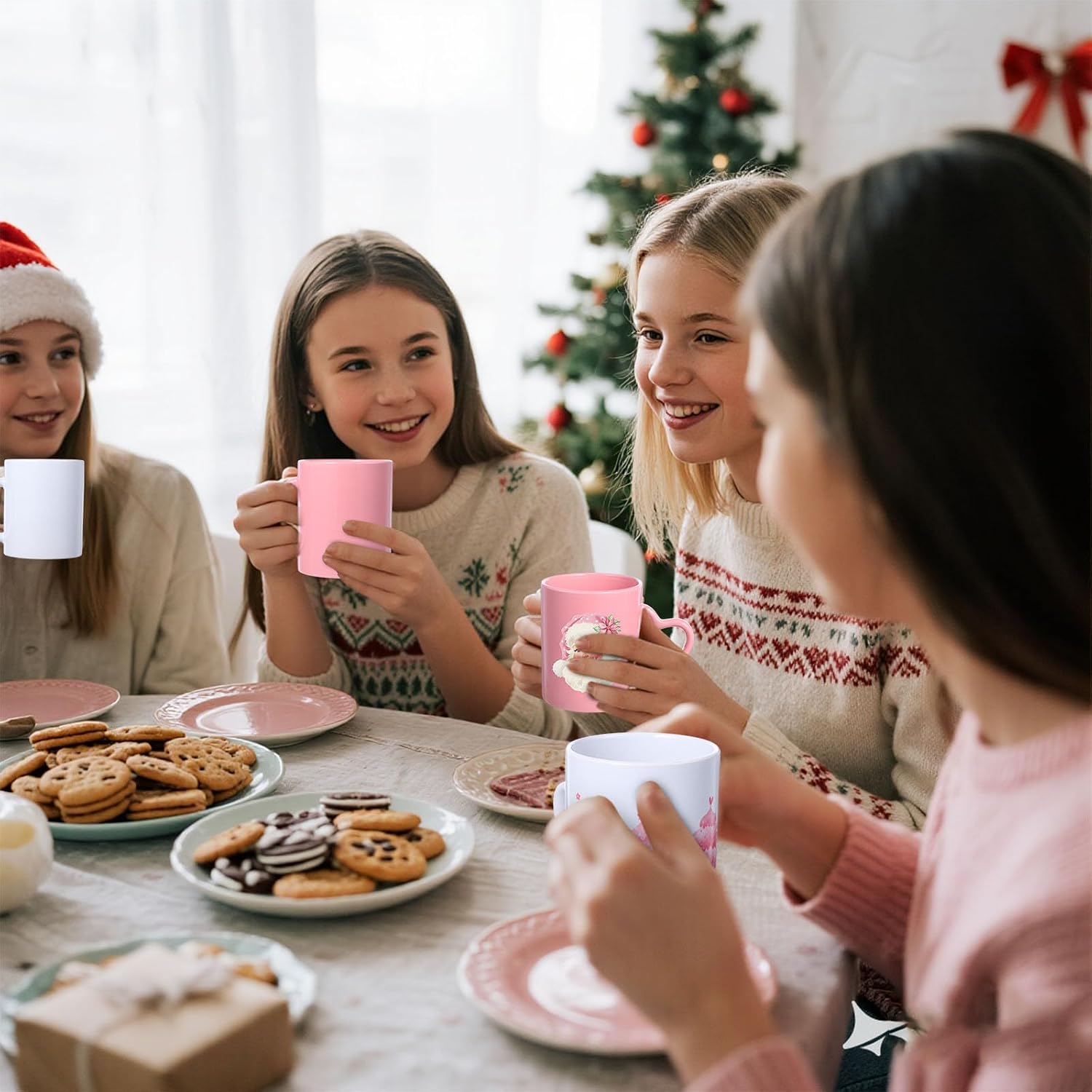 Pack Of 6 Santa Snowman Themed 10 Oz Coffee Cups