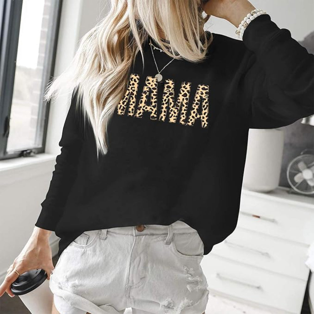 Long Sleeve Mama Print Sweatshirt