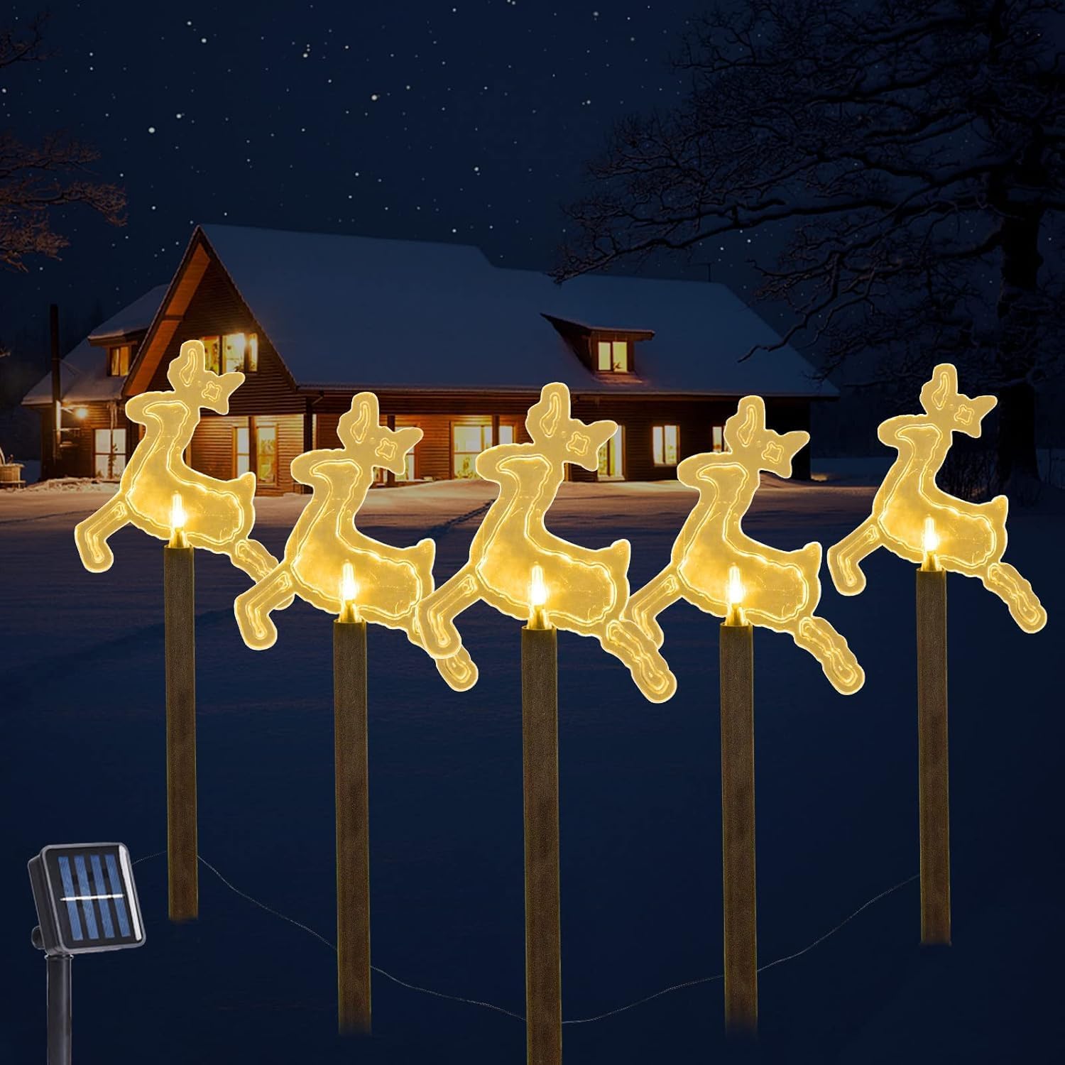 5 Piece Solar Christmas Tree Pathway Lights for Outdoor Decor
