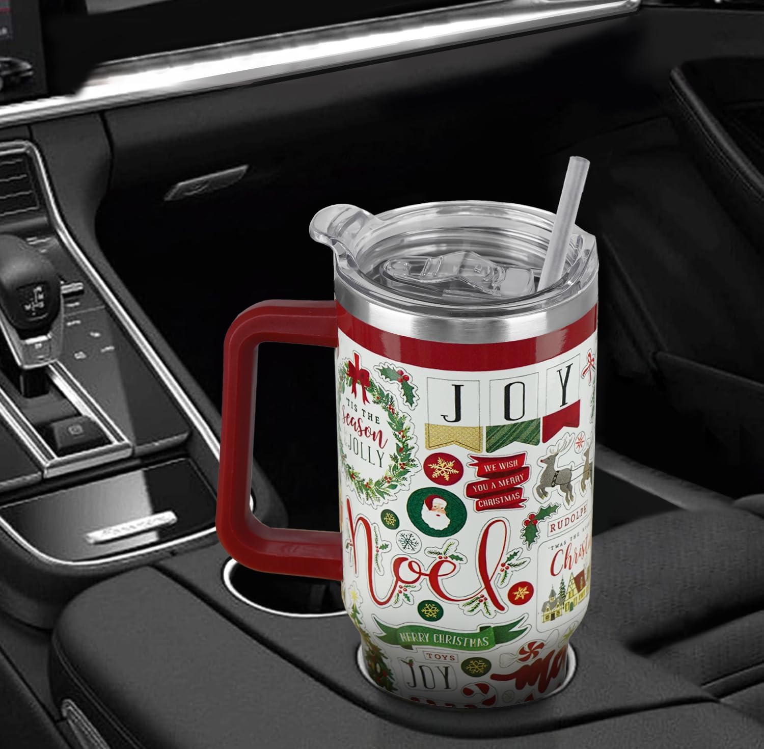 40 oz Christmas Nutcracker Santa Reindeer Tumbler Cup