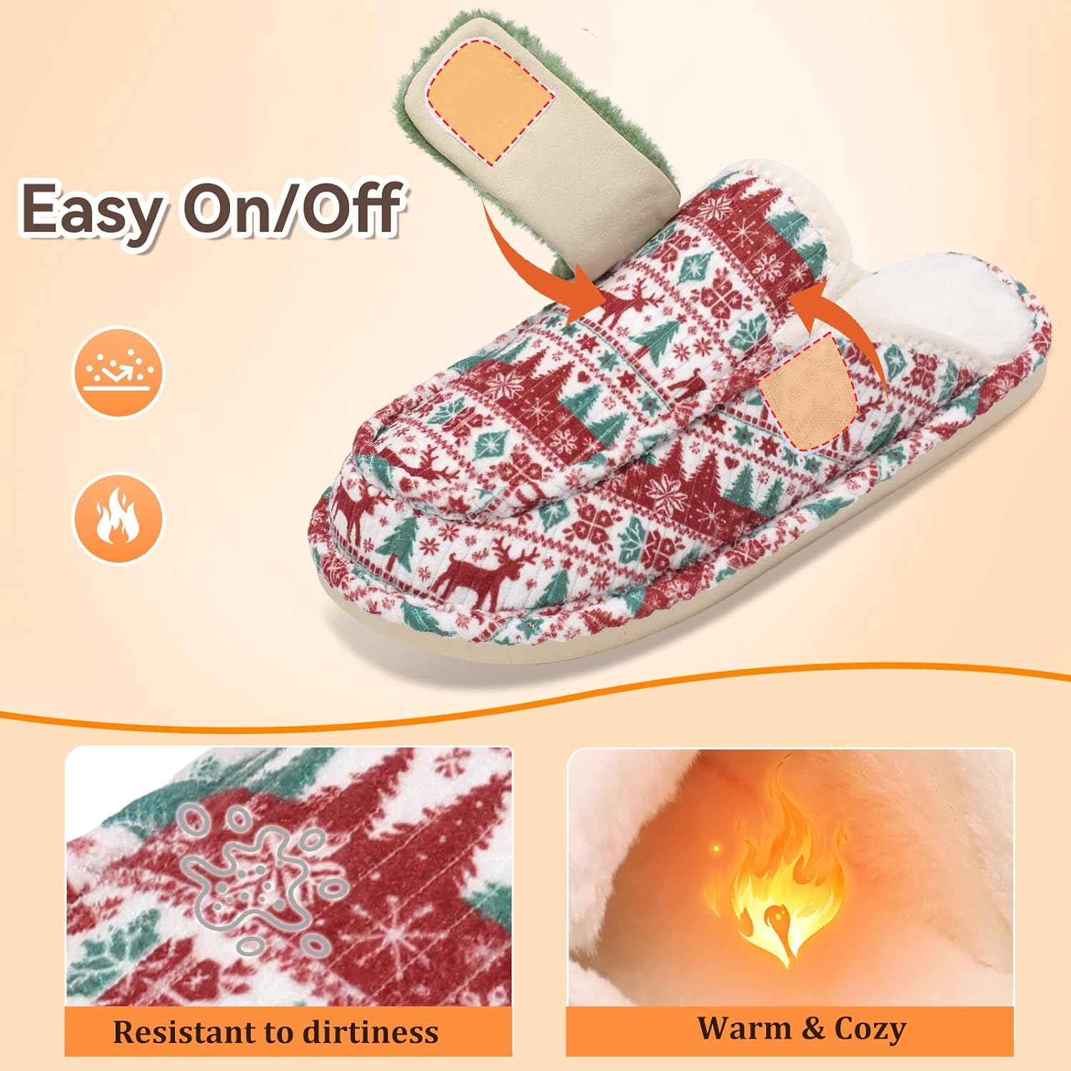 Christmas Fuzzy Indoor House Slippers for Women