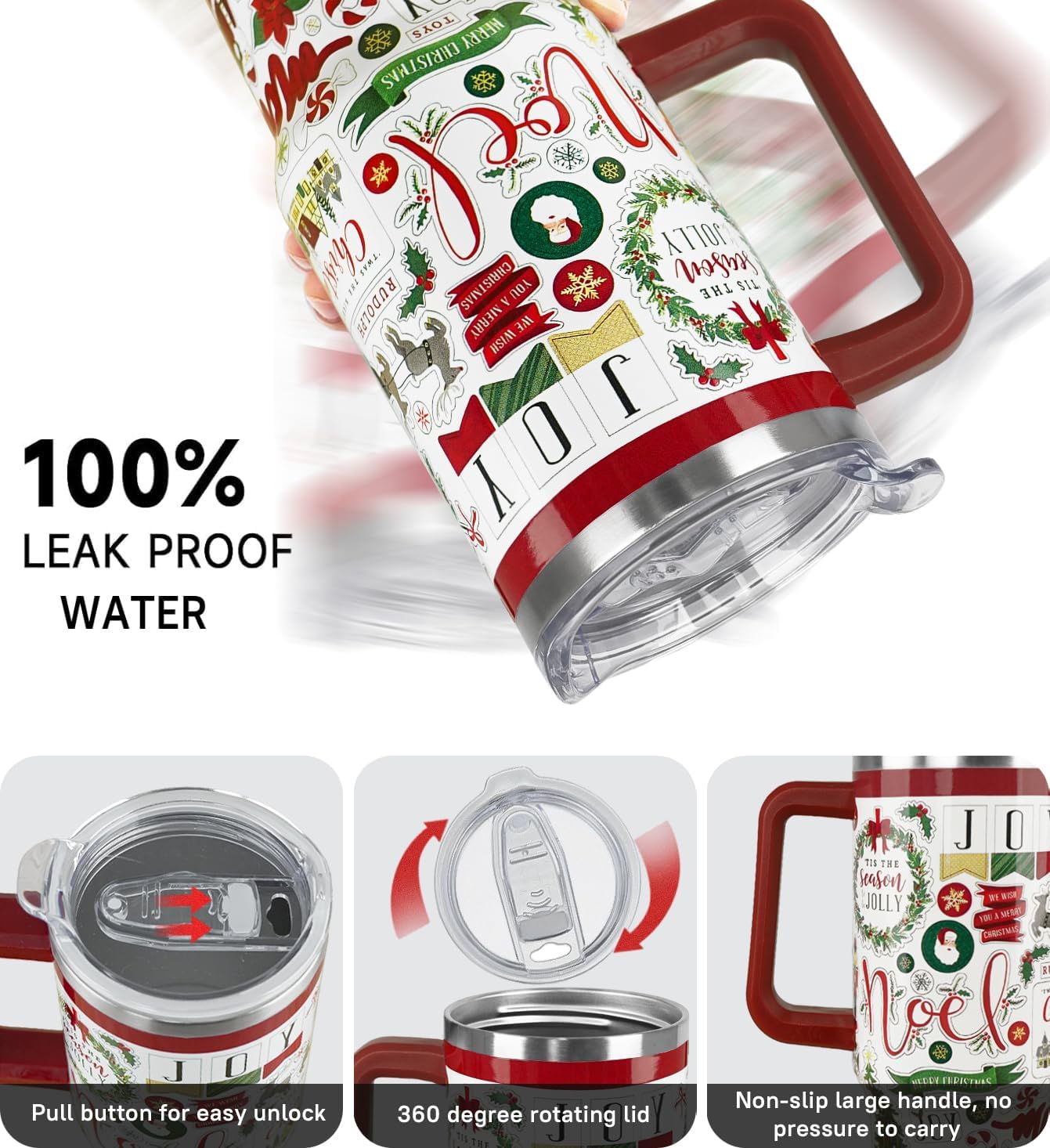 40 oz Christmas Nutcracker Santa Reindeer Tumbler Cup