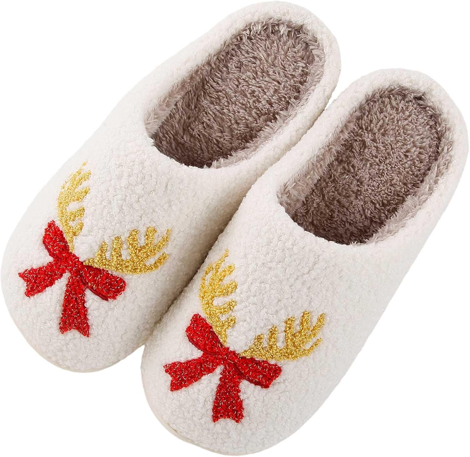 Christmas Memory Foam Plush Lined Winter Slippers for Women and Men
