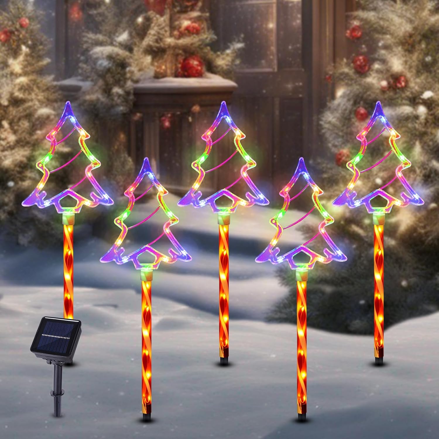 Solar Christmas Tree Pathway Lights for Outdoor Decorations