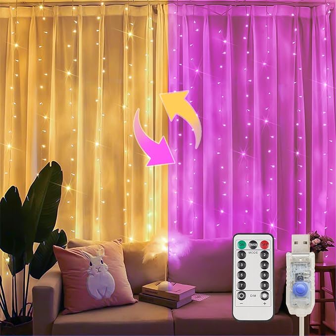 LED Curtain String Lights For Bedroom And Christmas Decor
