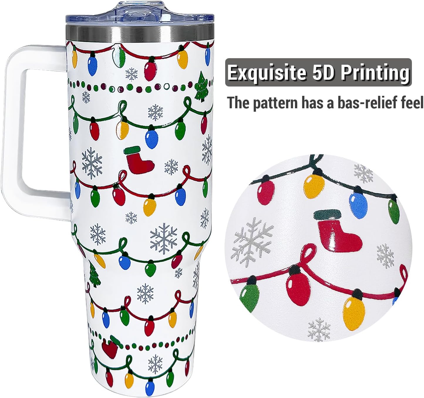 40 oz Christmas Snowman Snowflake Reindeer Stainless Steel Insulated Travel Tumbler