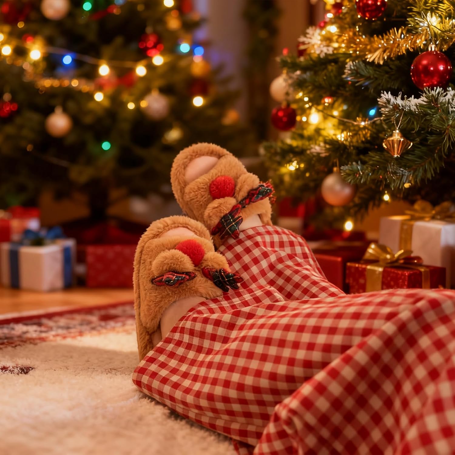 Christmas Family Holiday Slippers Warm Cozy House Shoes