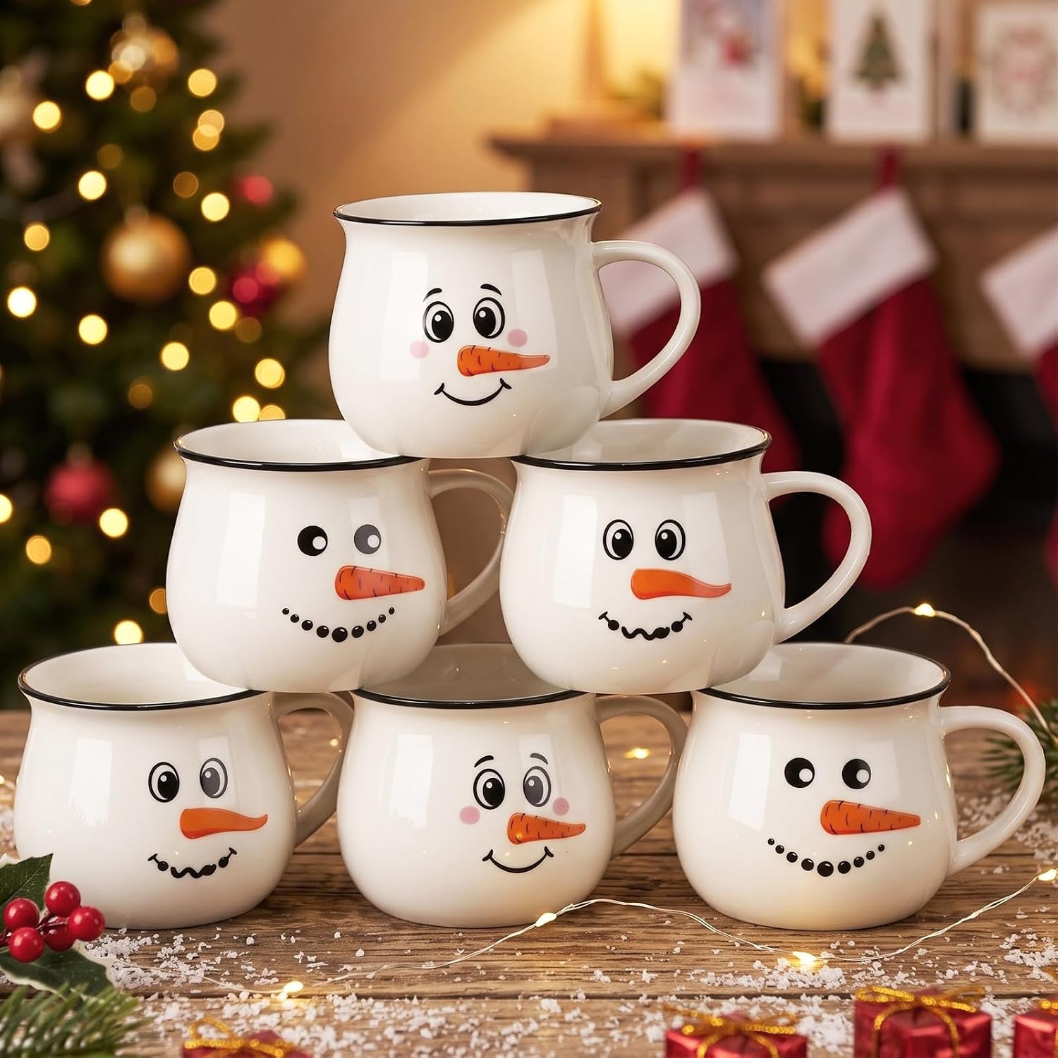 6 Pieces Christmas Themed Coffee Mugs With Handle