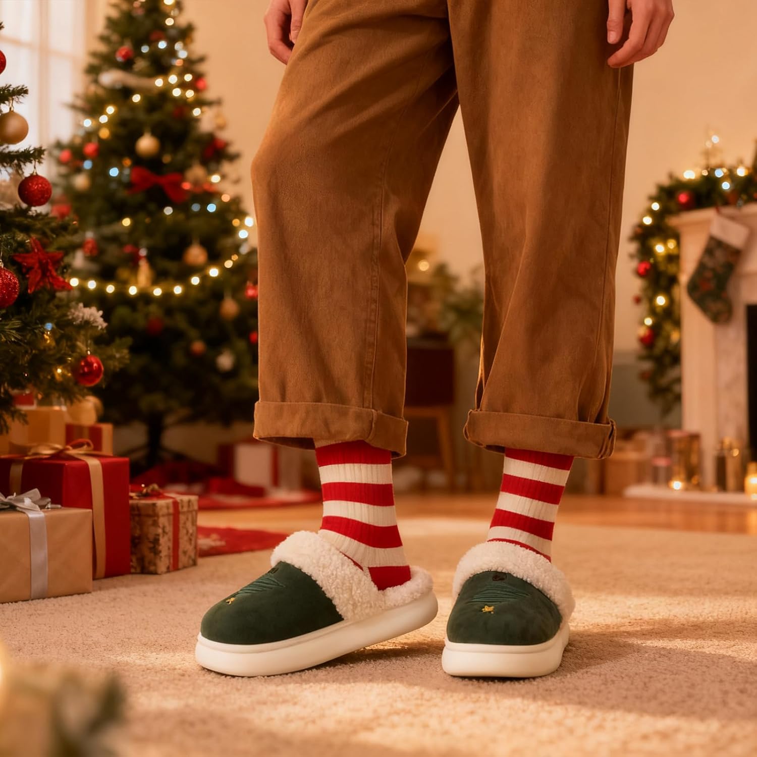 Christmas Family Holiday Slippers Warm Cozy House Shoes