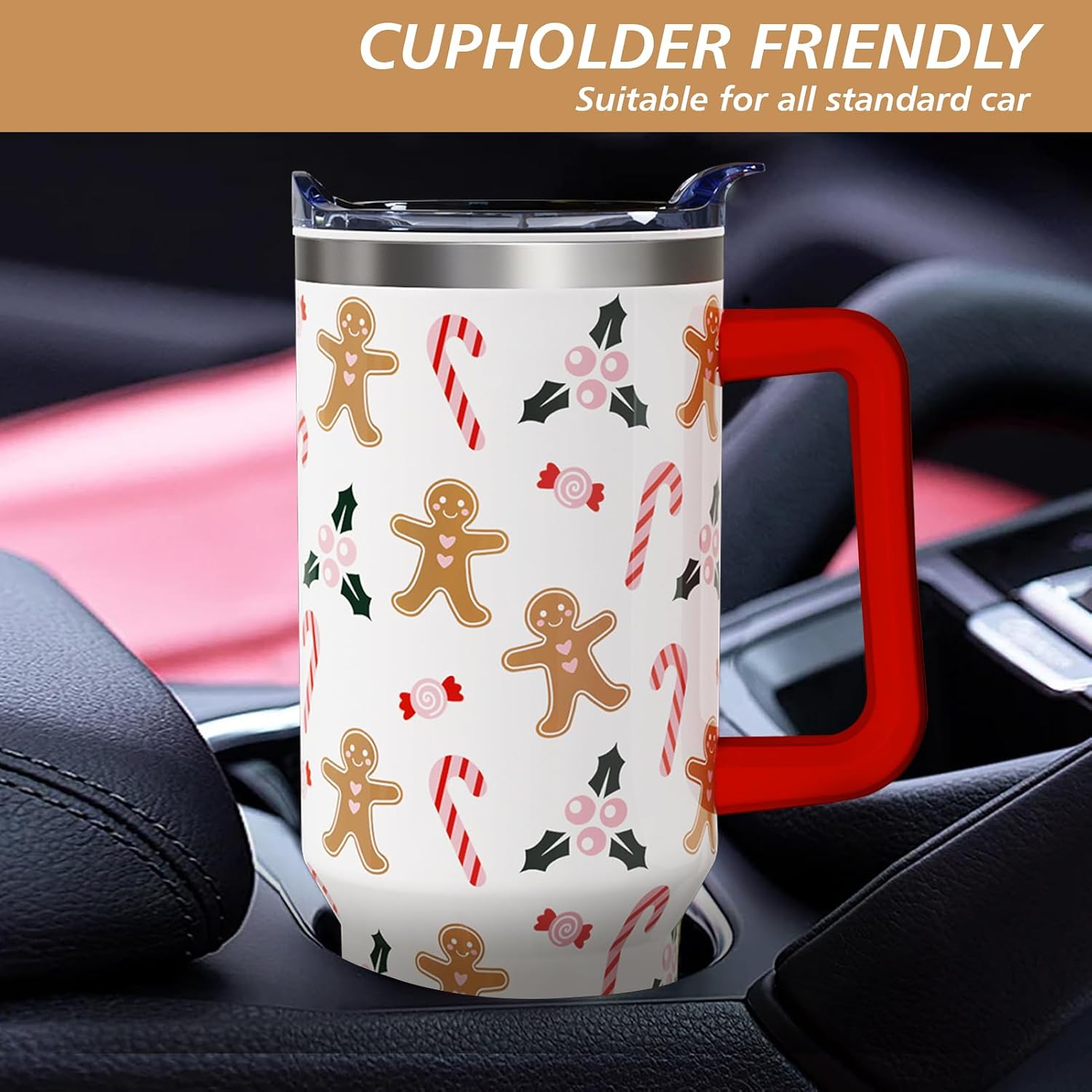 Christmas 40 oz Insulated Tumbler with Handle Lid and Straw