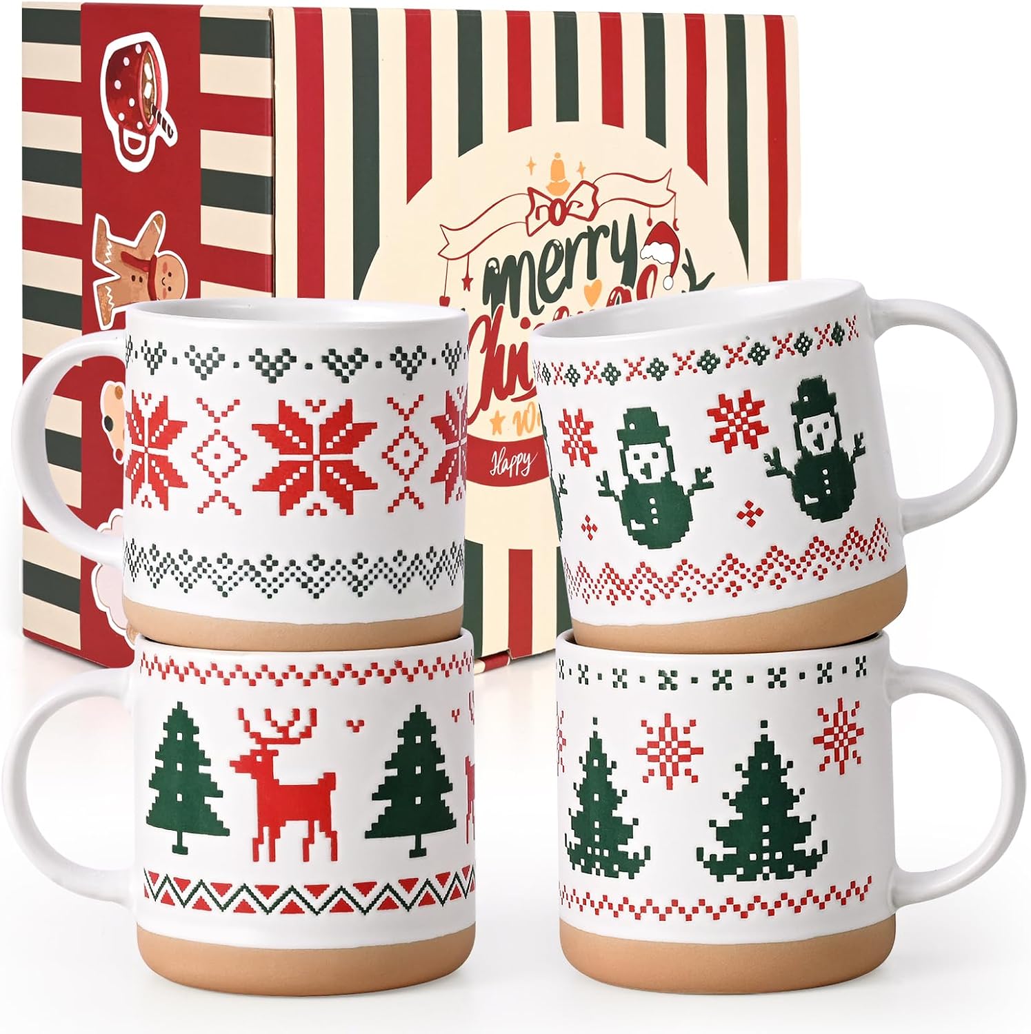 Christmas Holiday Mug Set With Festive Designs