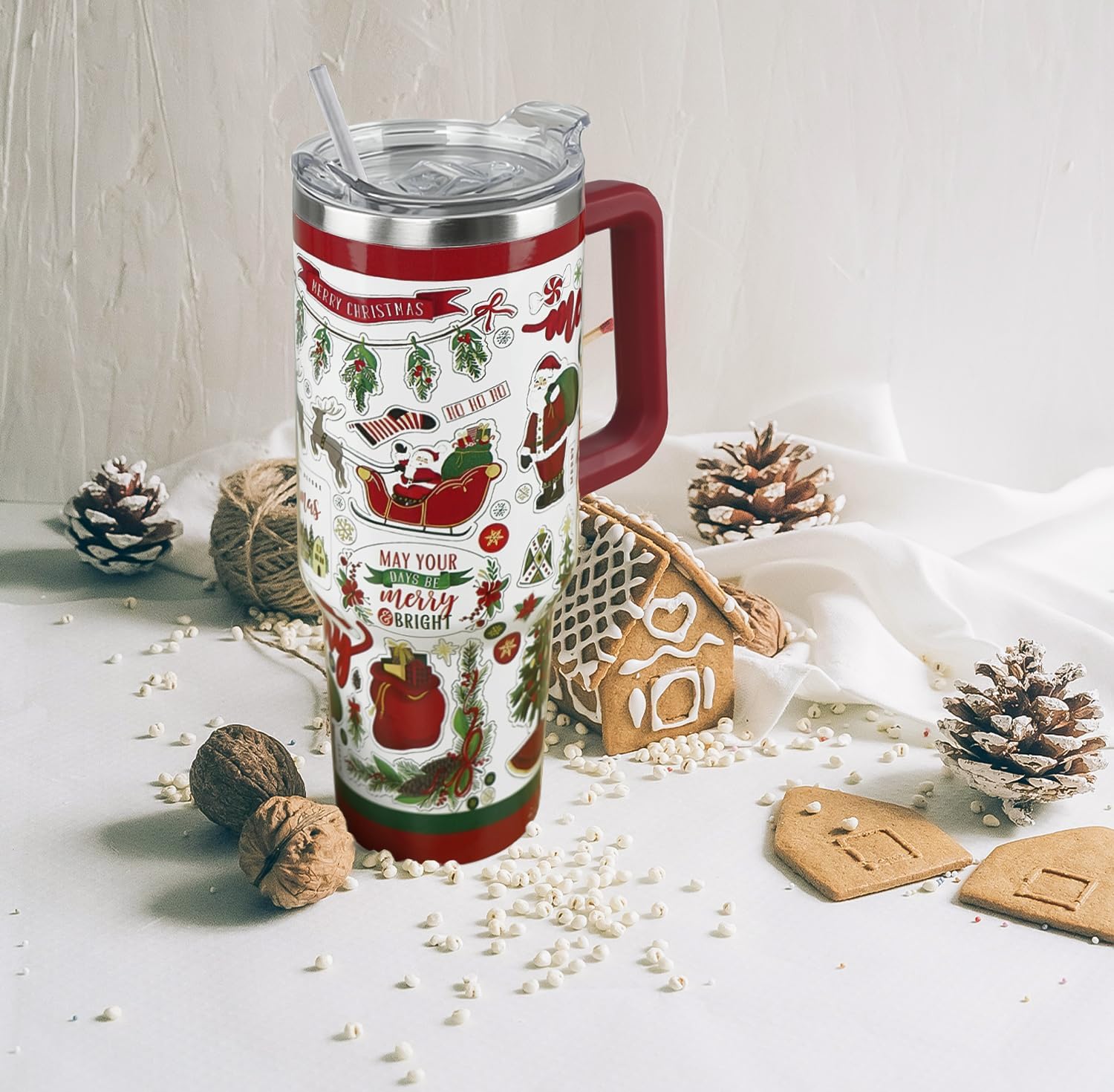 40 oz Christmas Nutcracker Santa Reindeer Tumbler Cup