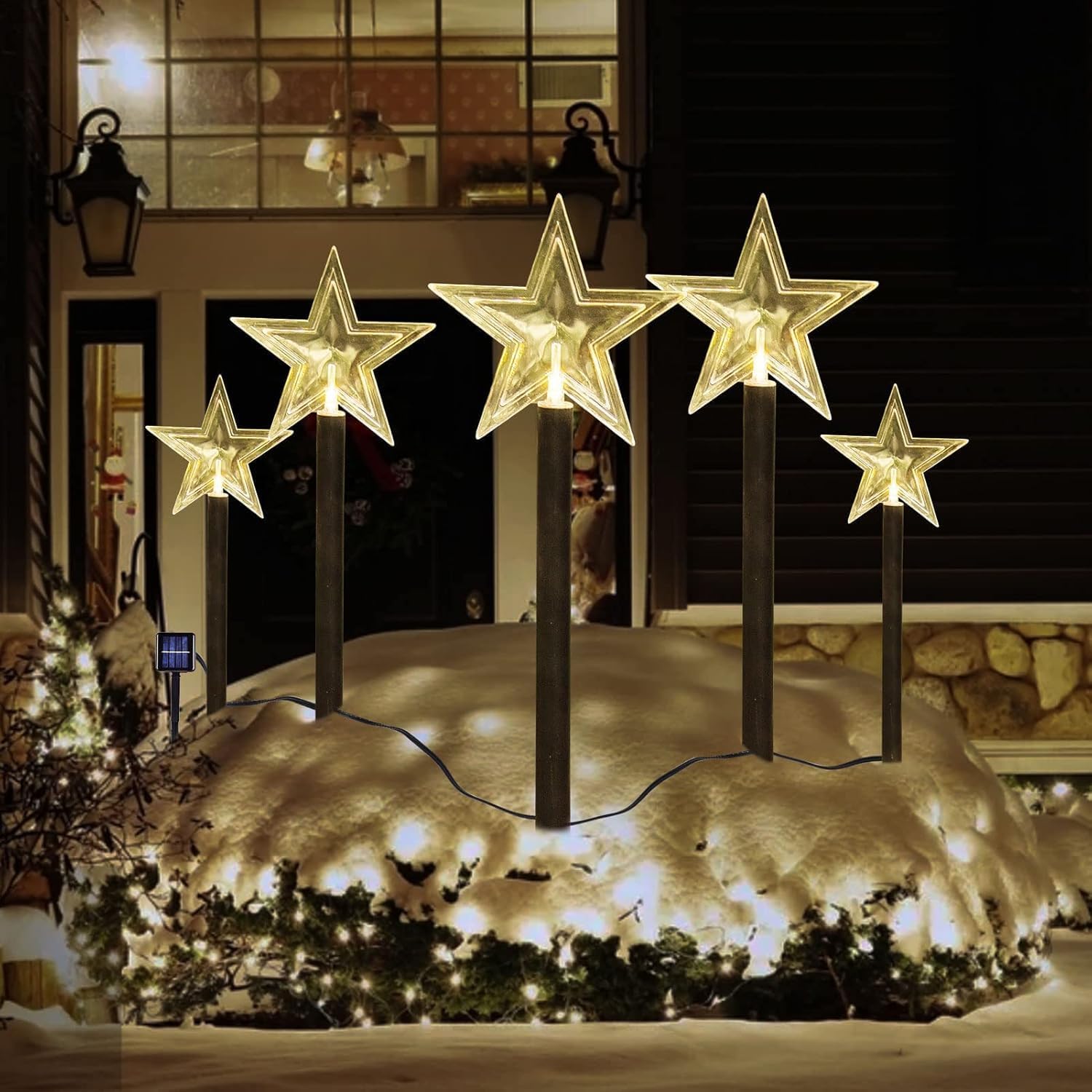 5 Piece Solar Christmas Tree Pathway Lights for Outdoor Decor