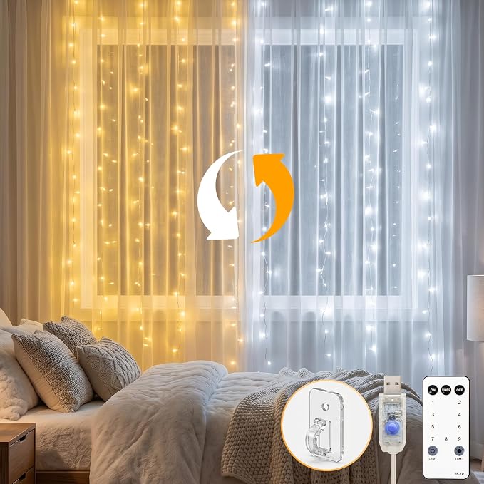 LED Curtain String Lights For Bedroom And Christmas Decor