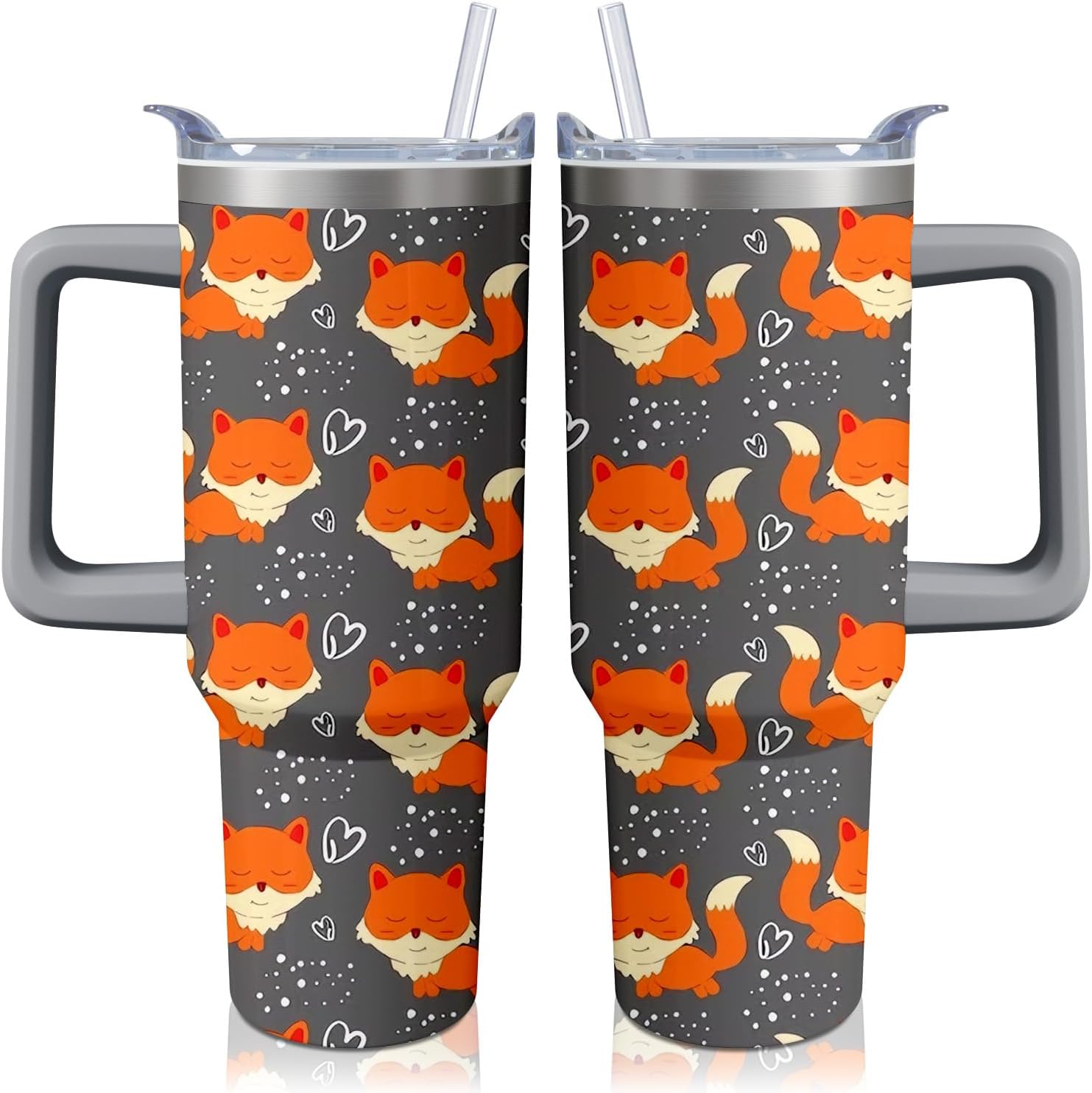 40 oz Christmas Snowflake Stainless Steel Insulated Tumbler with Handle and Straw