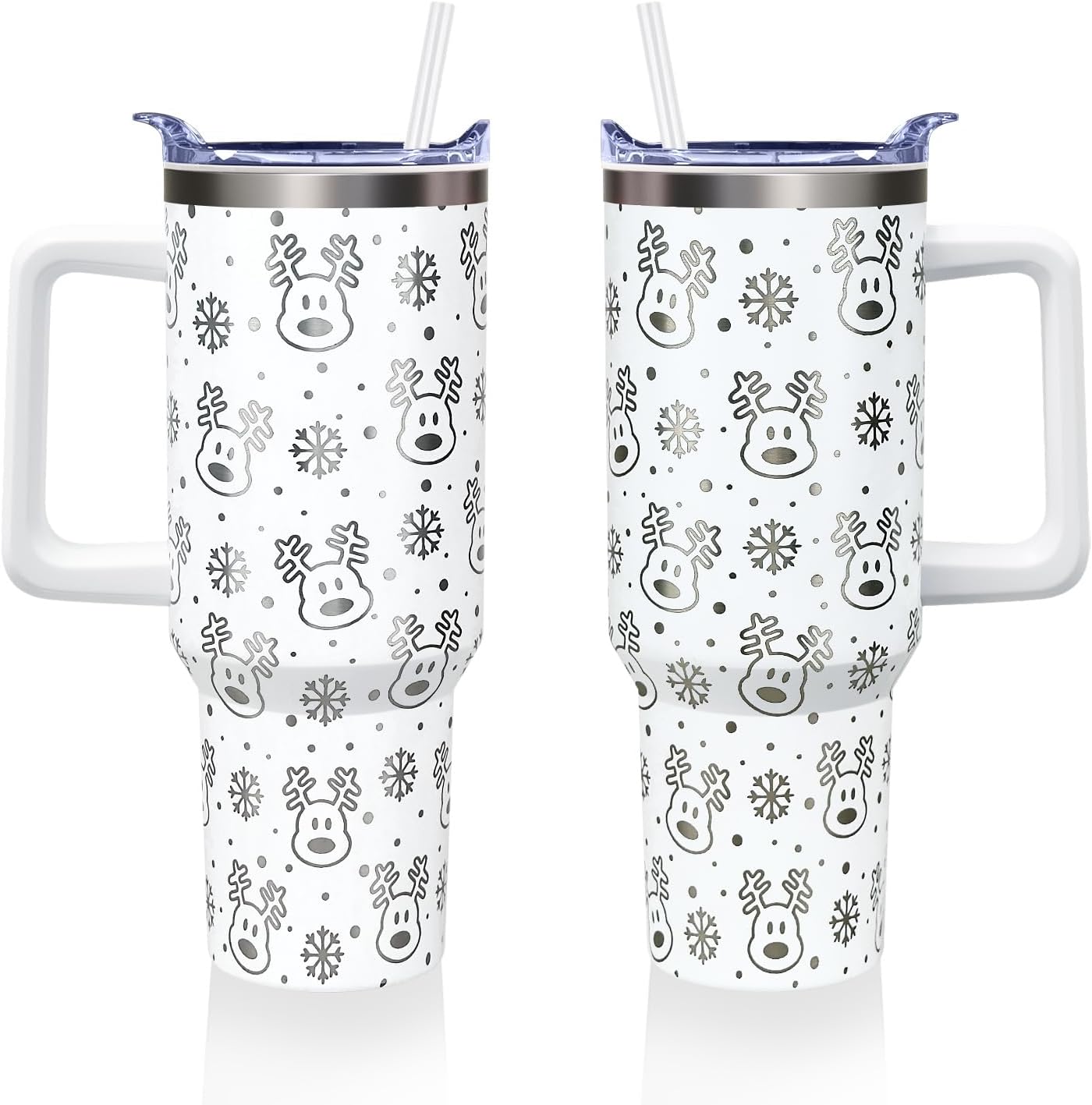 40 oz Christmas Insulated Tumbler with Handle Lid and Straw