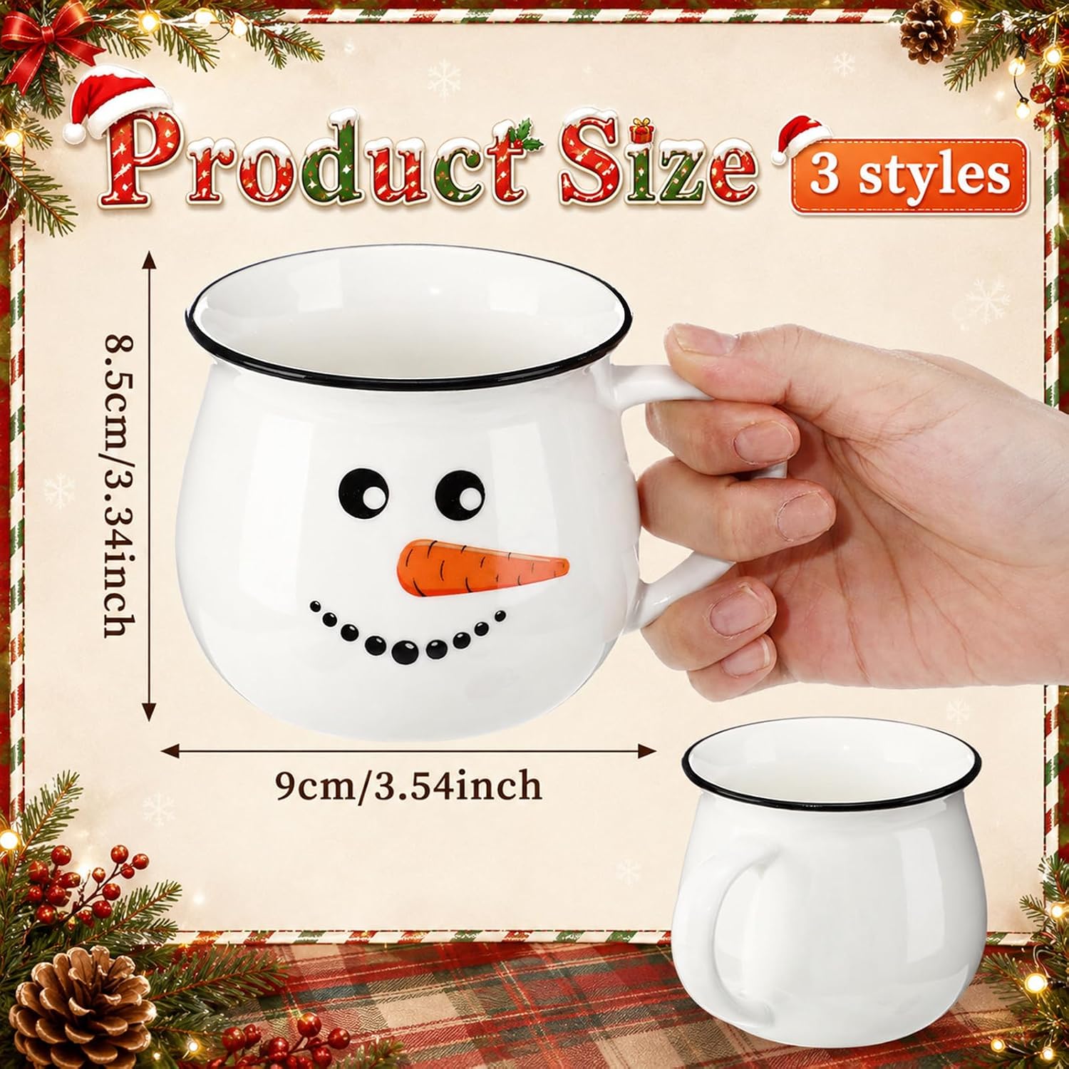 6 Pieces Christmas Themed Coffee Mugs With Handle