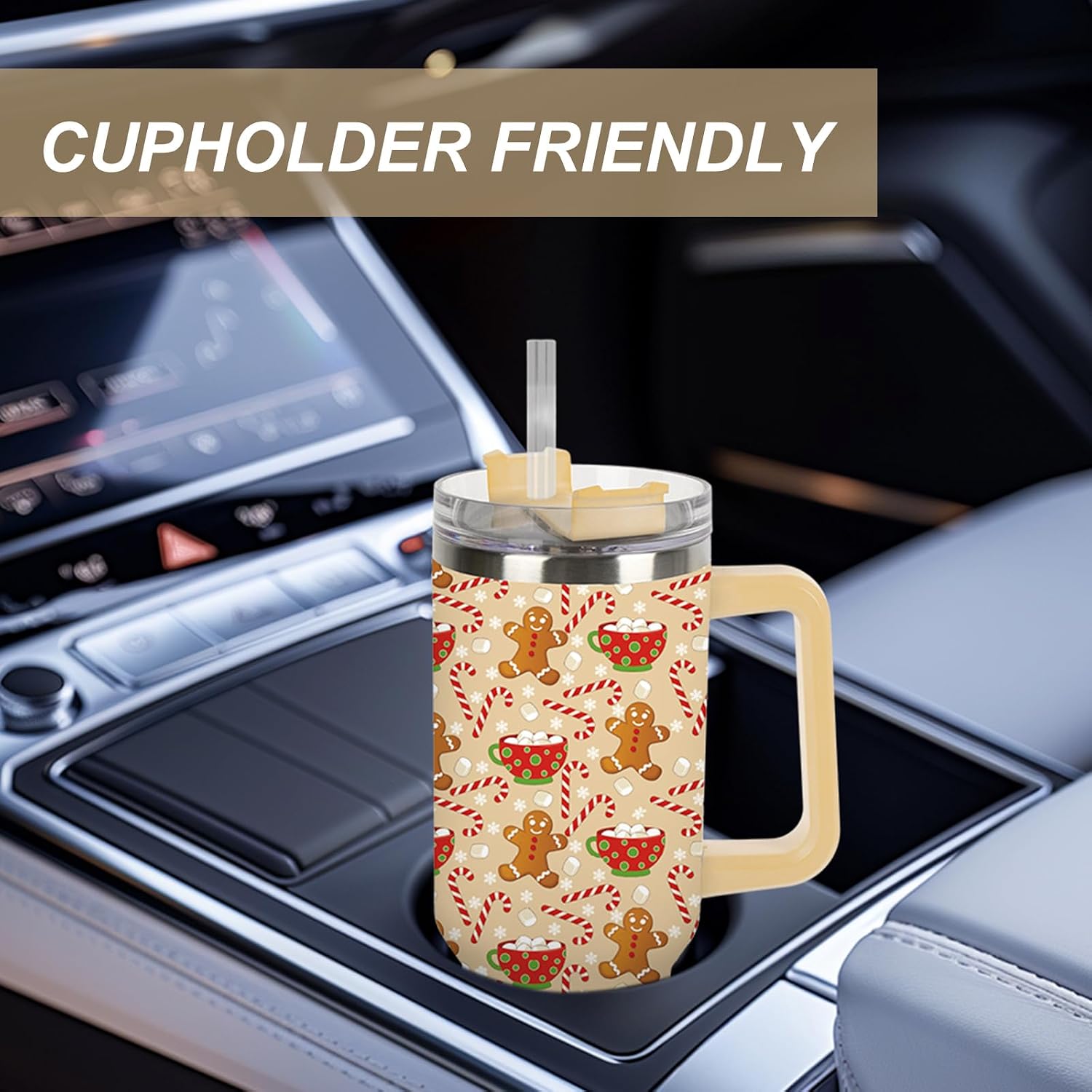 40 oz Christmas Gingerbread Candy Cane Stainless Steel Travel Tumbler