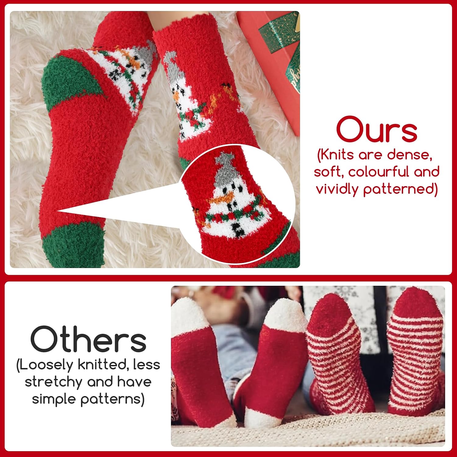 6 Pairs Soft Christmas Slipper Socks For Women
