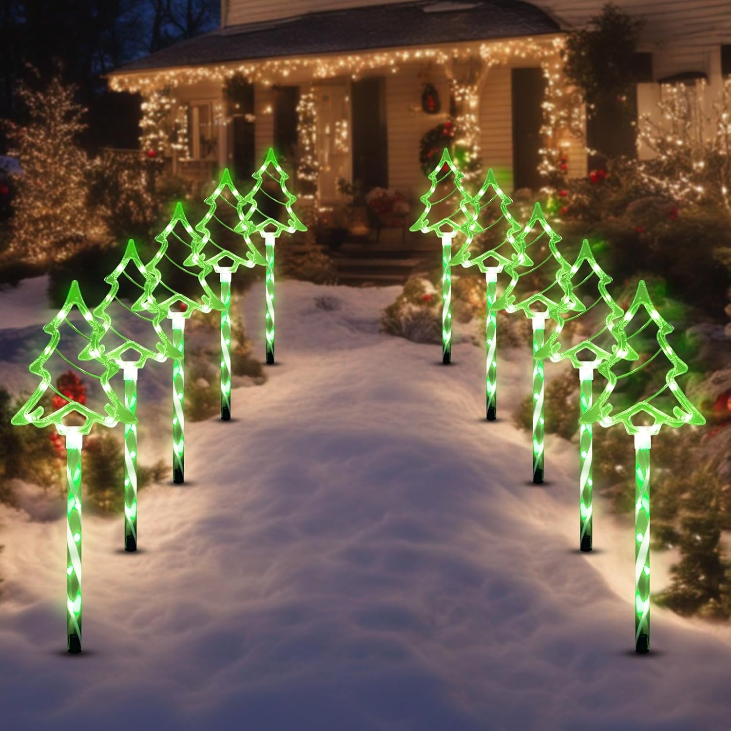 Solar Christmas Tree Pathway Lights for Outdoor Decorations