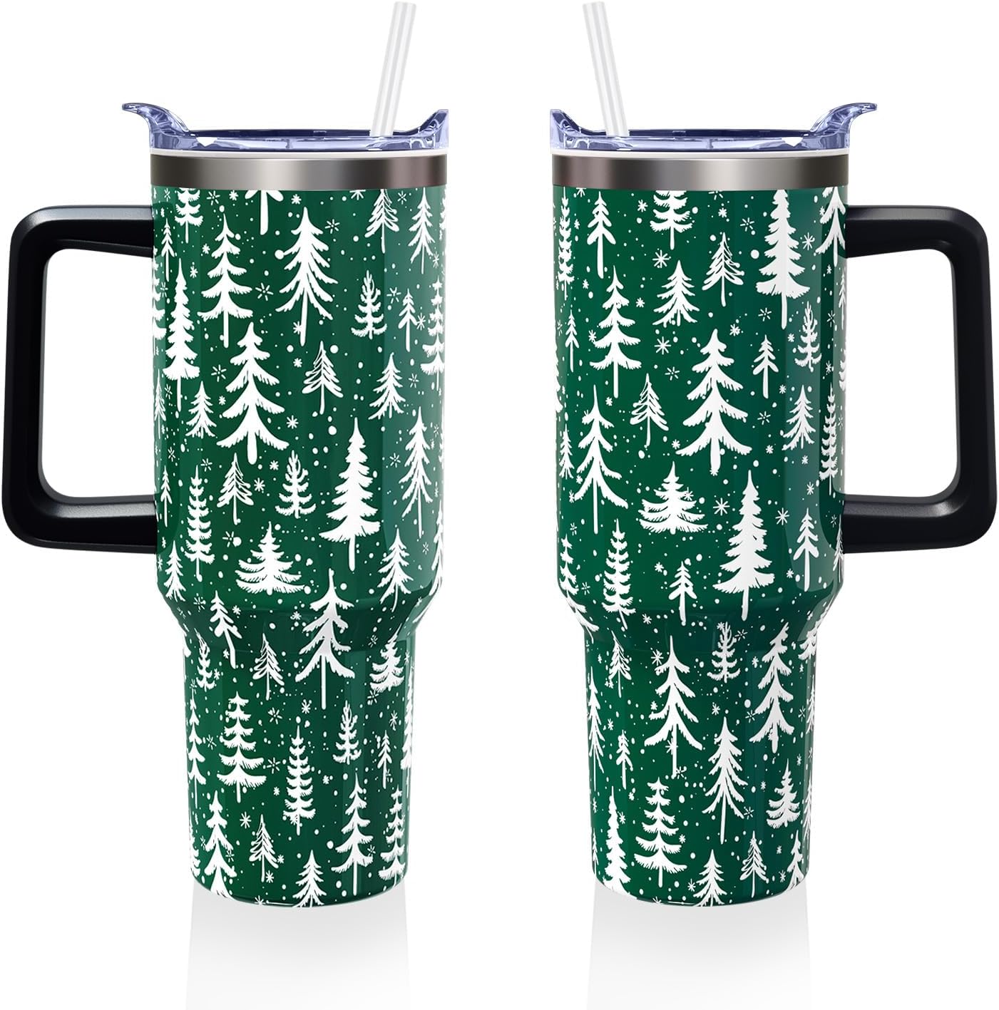 40 oz Christmas Insulated Tumbler with Handle Lid and Straw
