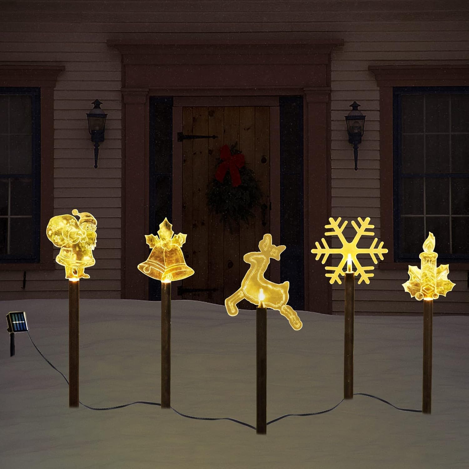 5 Piece Solar Christmas Tree Pathway Lights for Outdoor Decor