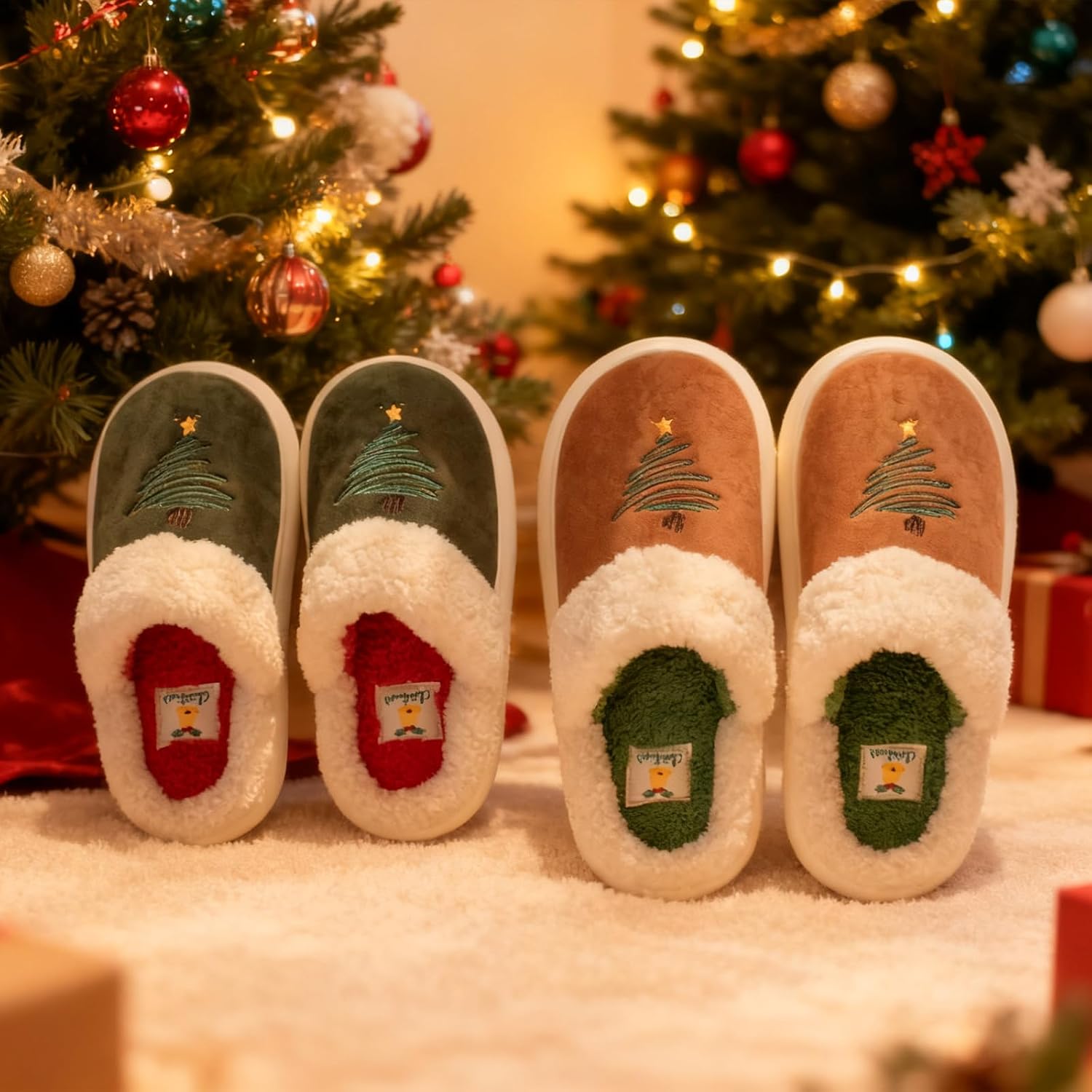 Christmas Family Holiday Slippers Warm Cozy House Shoes