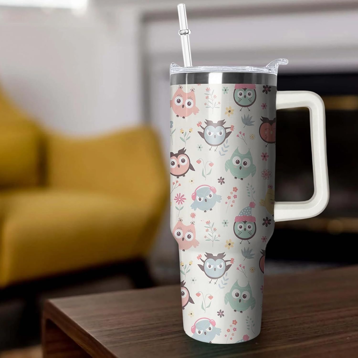 40 oz Christmas Snowflake Stainless Steel Insulated Tumbler with Handle and Straw
